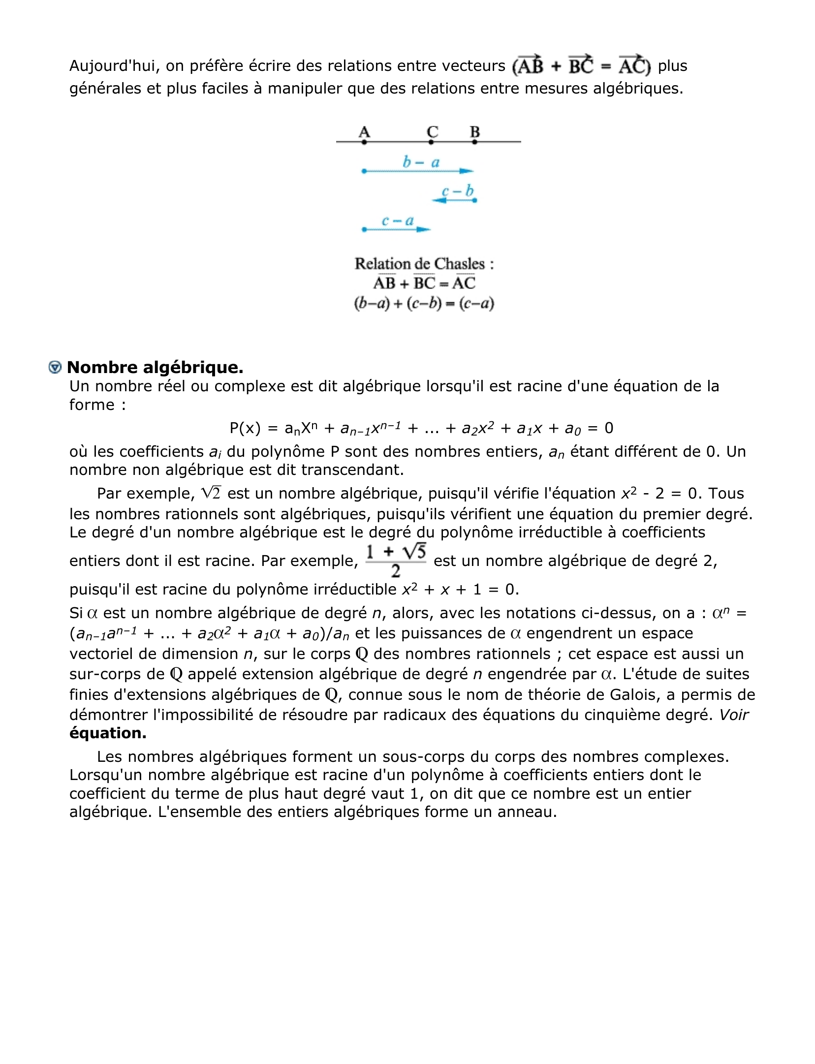 Prévisualisation du document algébrique - Définition.