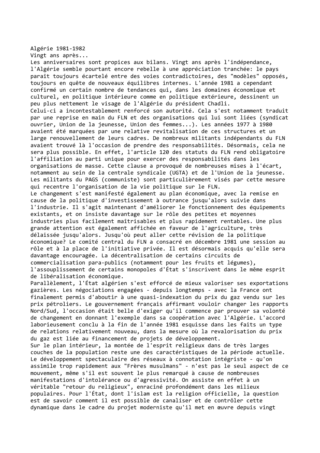Prévisualisation du document Algérie 1981-1982