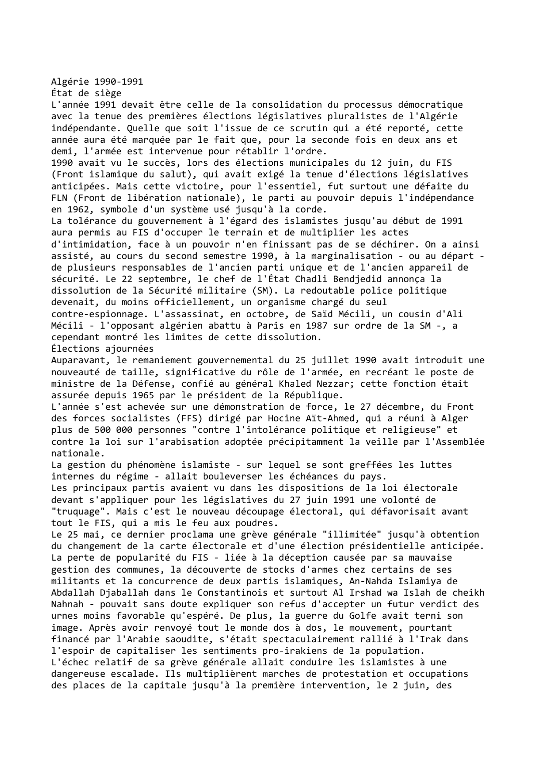 Prévisualisation du document Algérie 1990-1991
État de siège