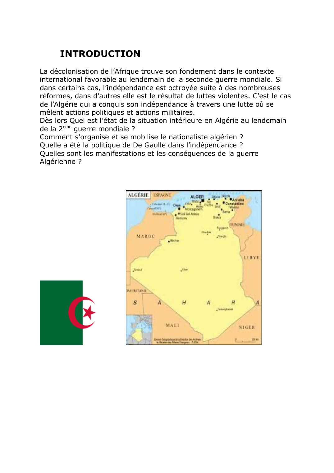 Prévisualisation du document Algérie; Quelle a été la politique de De Gaulle dans l’indépendance ?