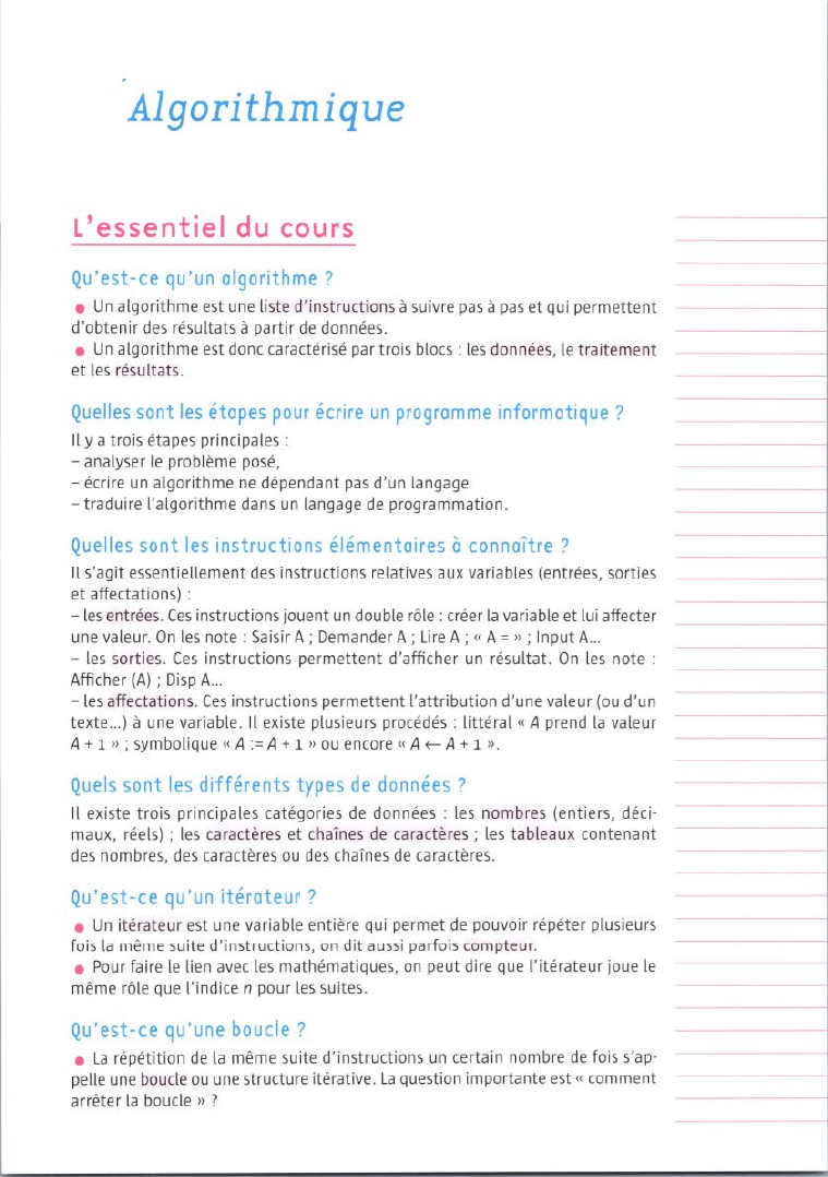 Prévisualisation du document Algorithmique