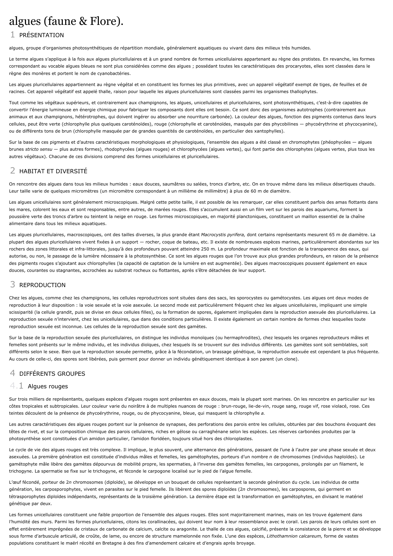 Prévisualisation du document algues (faune & Flore).