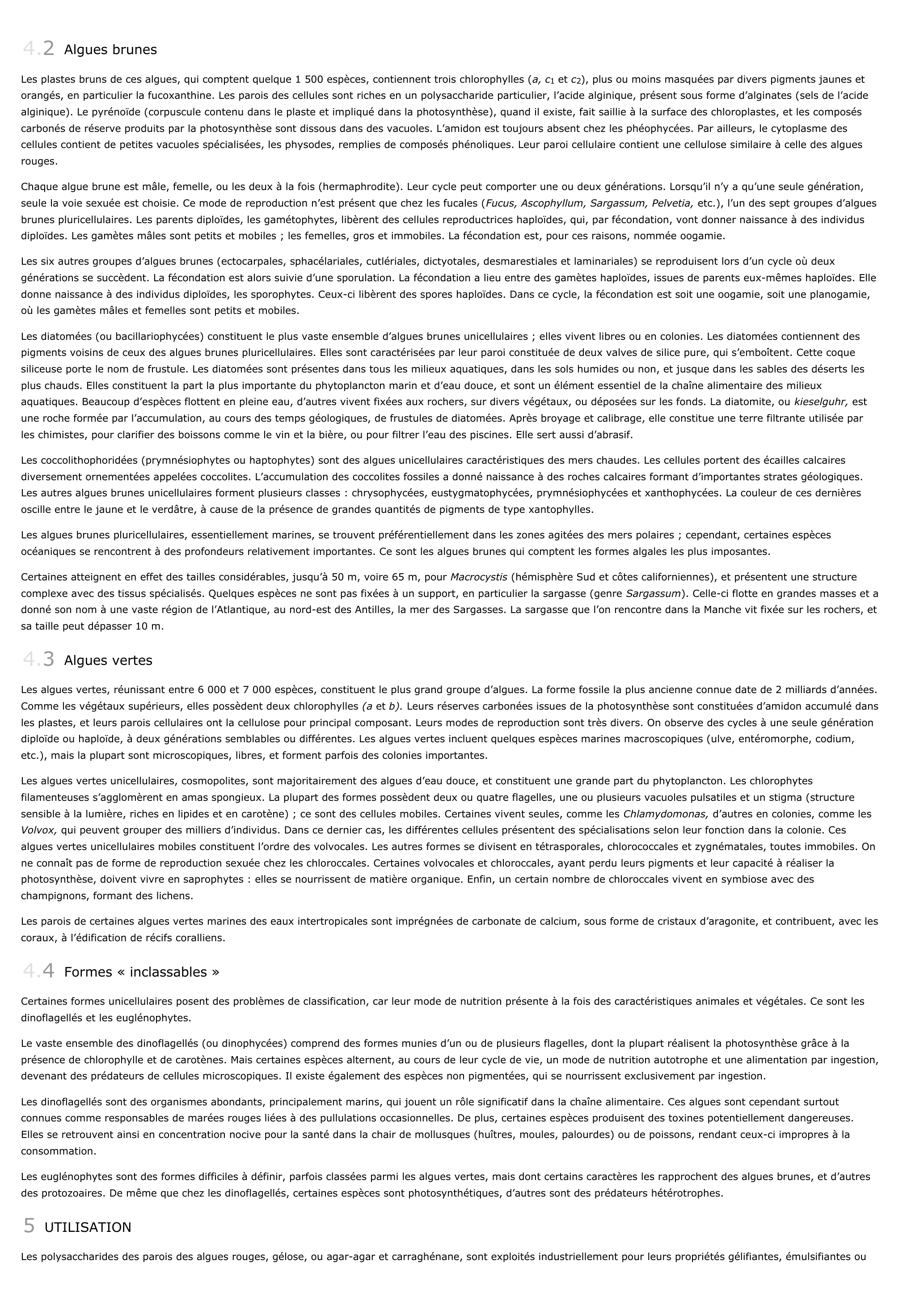 Prévisualisation du document algues (faune & Flore).