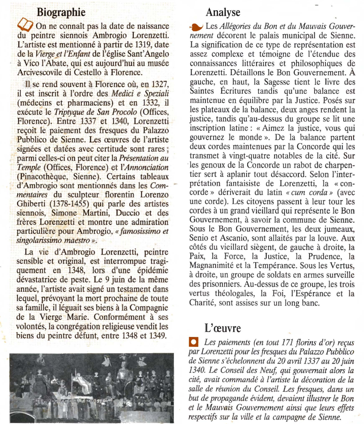 Prévisualisation du document ALLÉGORIE DU BON GOUVERNEMENT de Ambrogio Lorenzetti