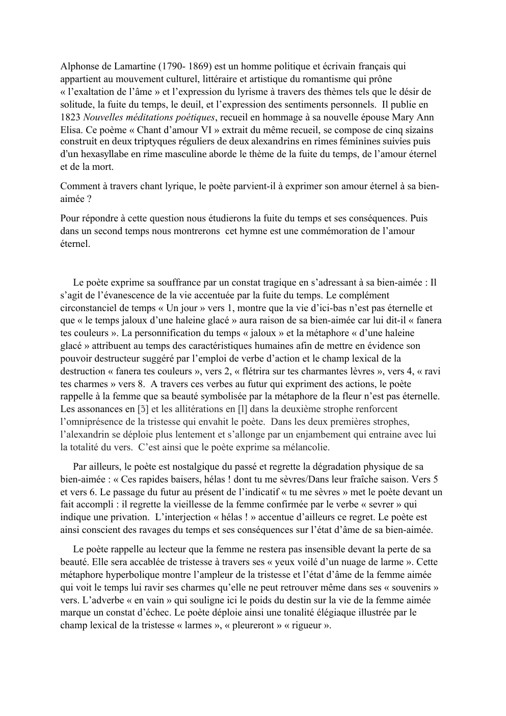 Prévisualisation du document Alphonse de Lamartine (1790- 1869) « Chant d’amour VI »