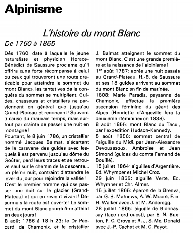 Prévisualisation du document Alpinisme:L'histoire du mont Blanc (sport).