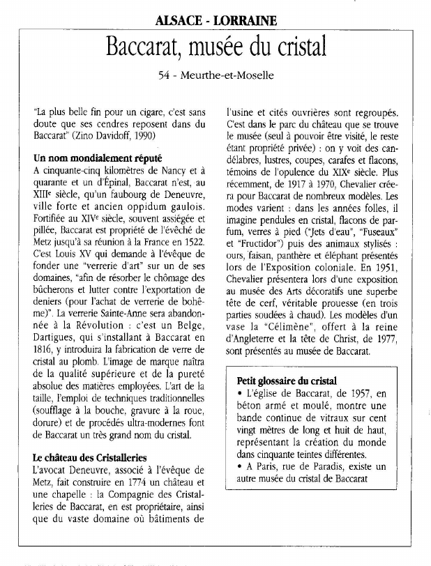 Prévisualisation du document ALSACE - LORRAINEBaccarat, musée du cristal.