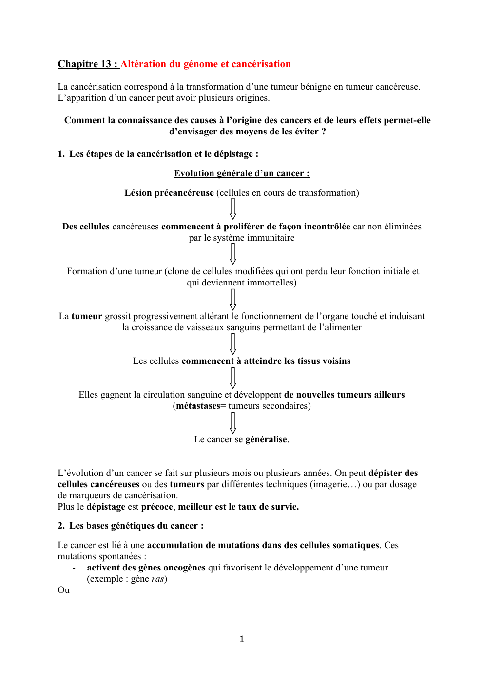 Prévisualisation du document Altération du génome et cancérisation