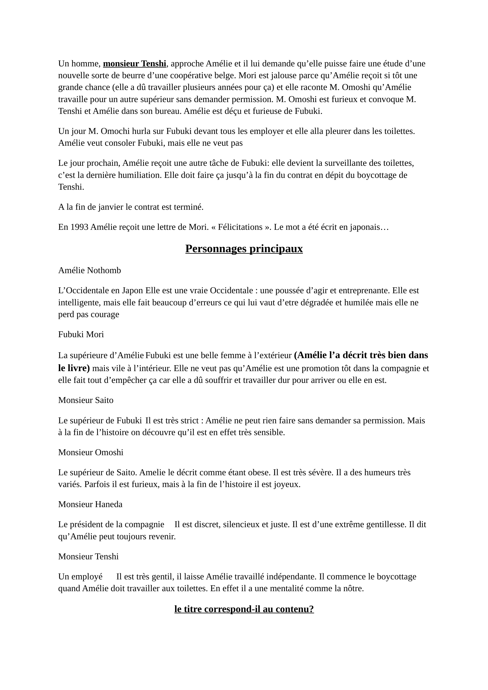 Prévisualisation du document Amélie Nothomb resumé de Stupeur et Tremblements pour un oral
