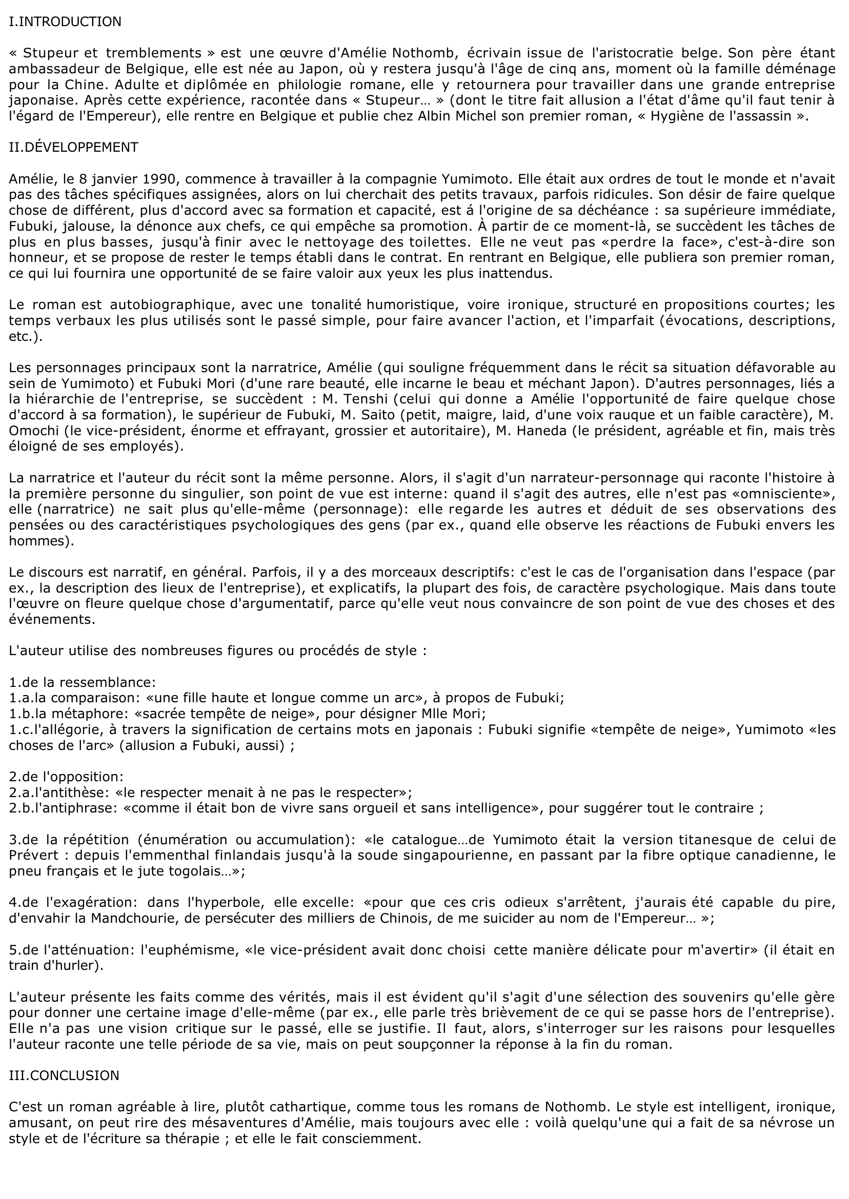 Prévisualisation du document Amélie Nothomb - Stupeur et tremblements