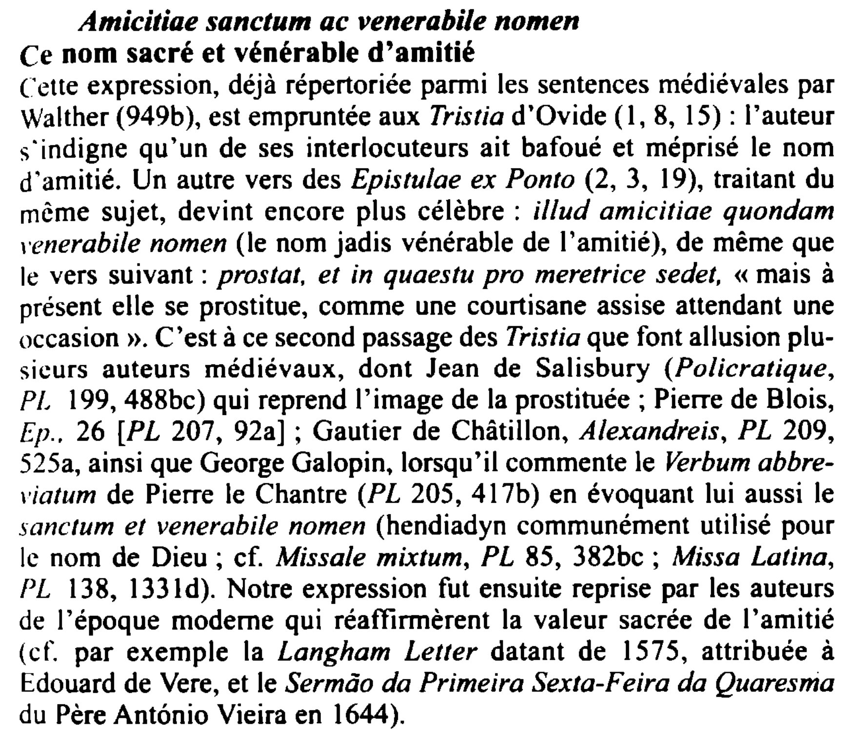 Prévisualisation du document Amicitiae sanctum ac venerabile nomen / Ce nom sacré et vénérable d'amitié