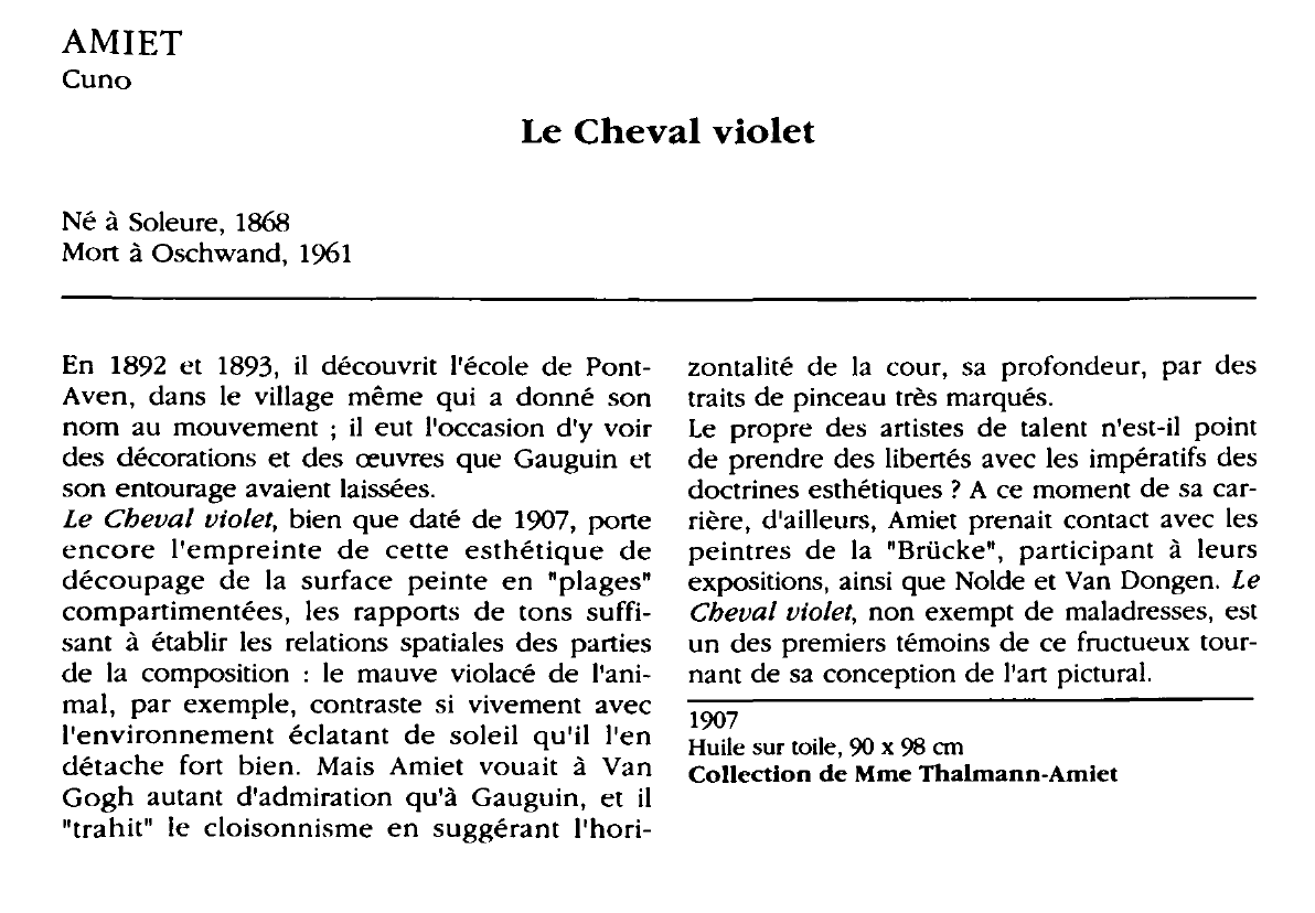 Prévisualisation du document AMIET Cuno : Le Cheval violet