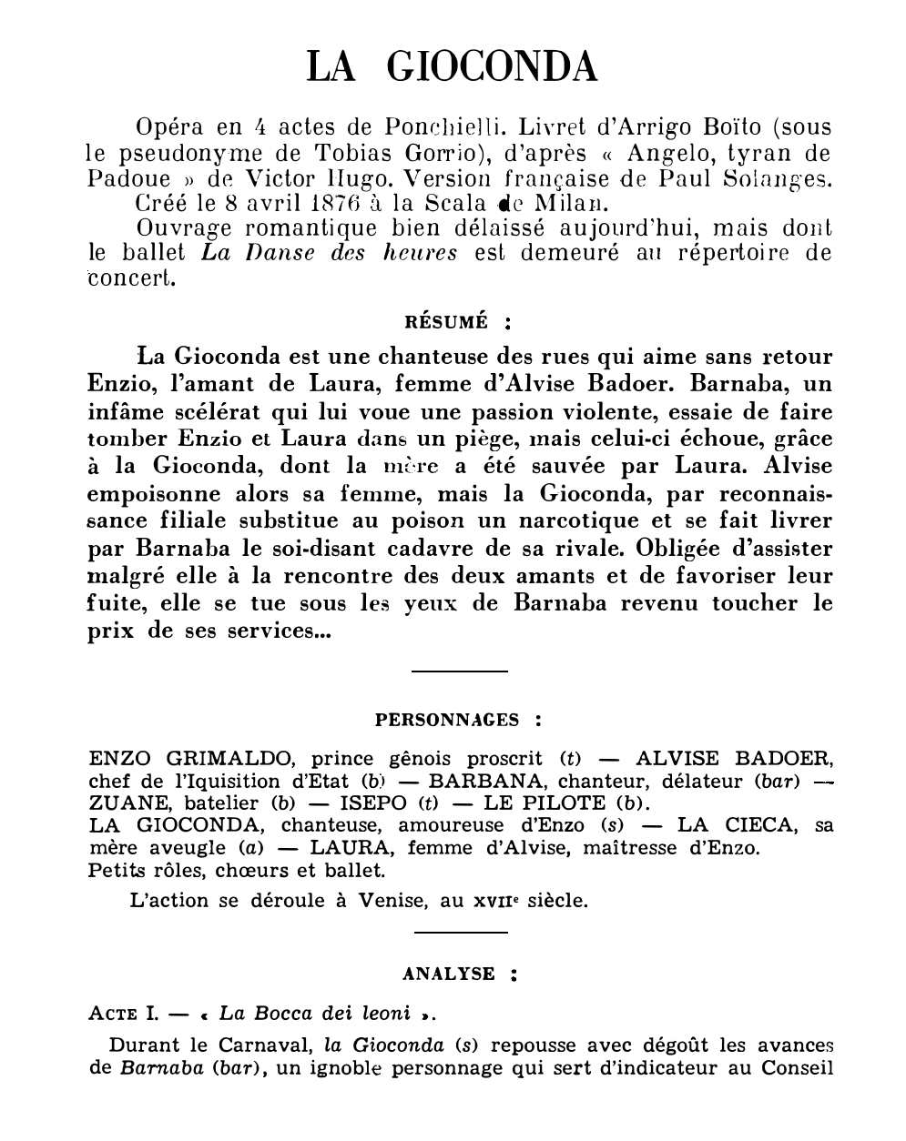 Prévisualisation du document Amilcare PONCHIELLI: LA GIOCONDA (résumé et analyse de l’œuvre – Répertoire lyrique)