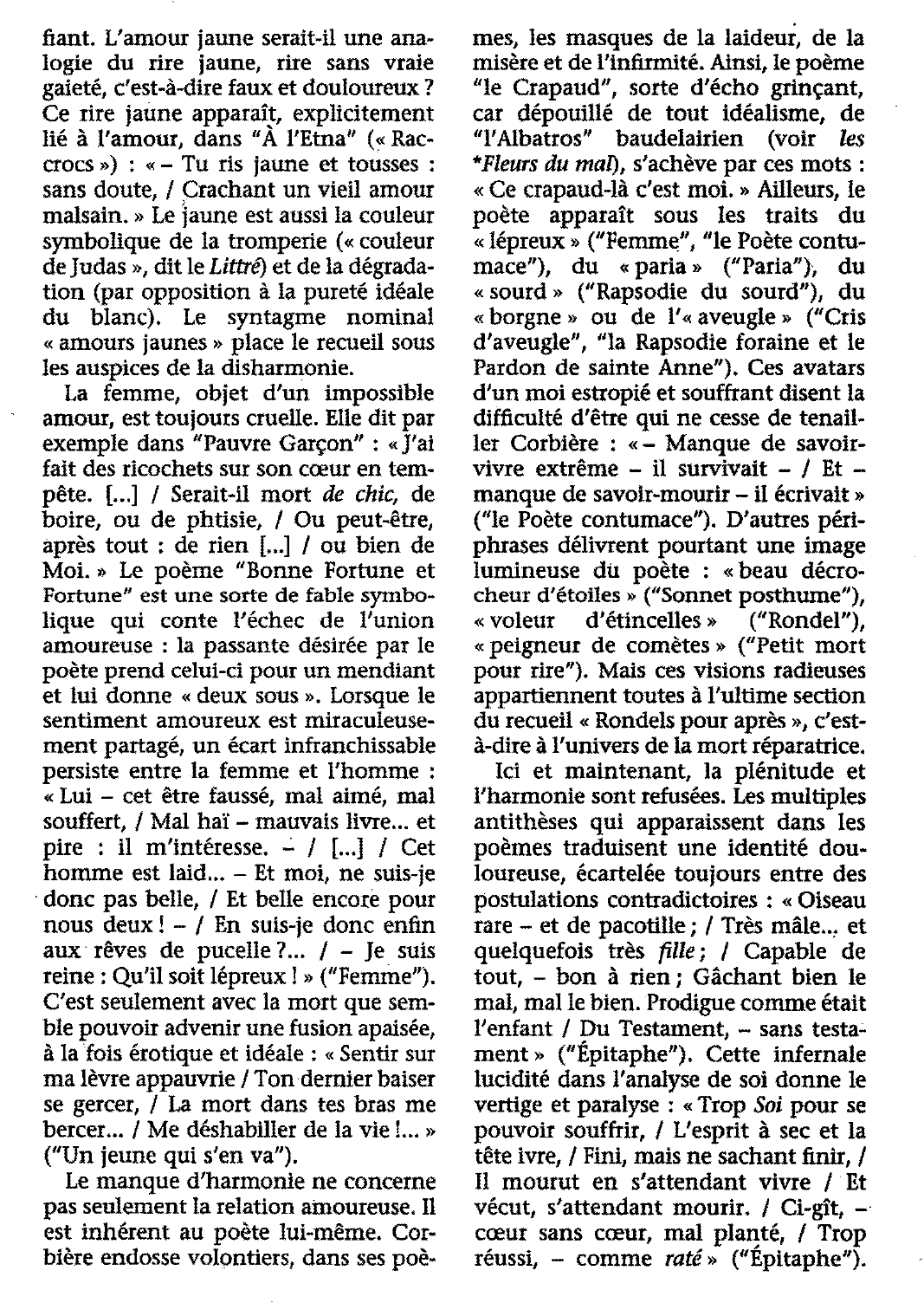 Prévisualisation du document Amours jaunes (les) de Tristan Corbière (fiche de lecture)