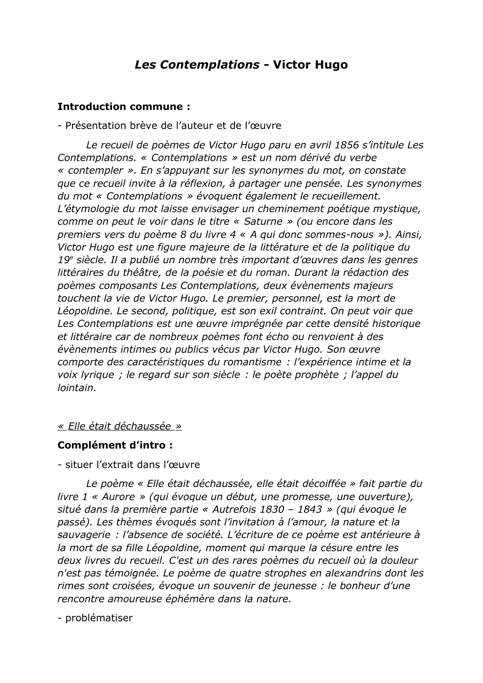 Prévisualisation du document Analyse bac de français Les Contemplations (Victor Hugo)