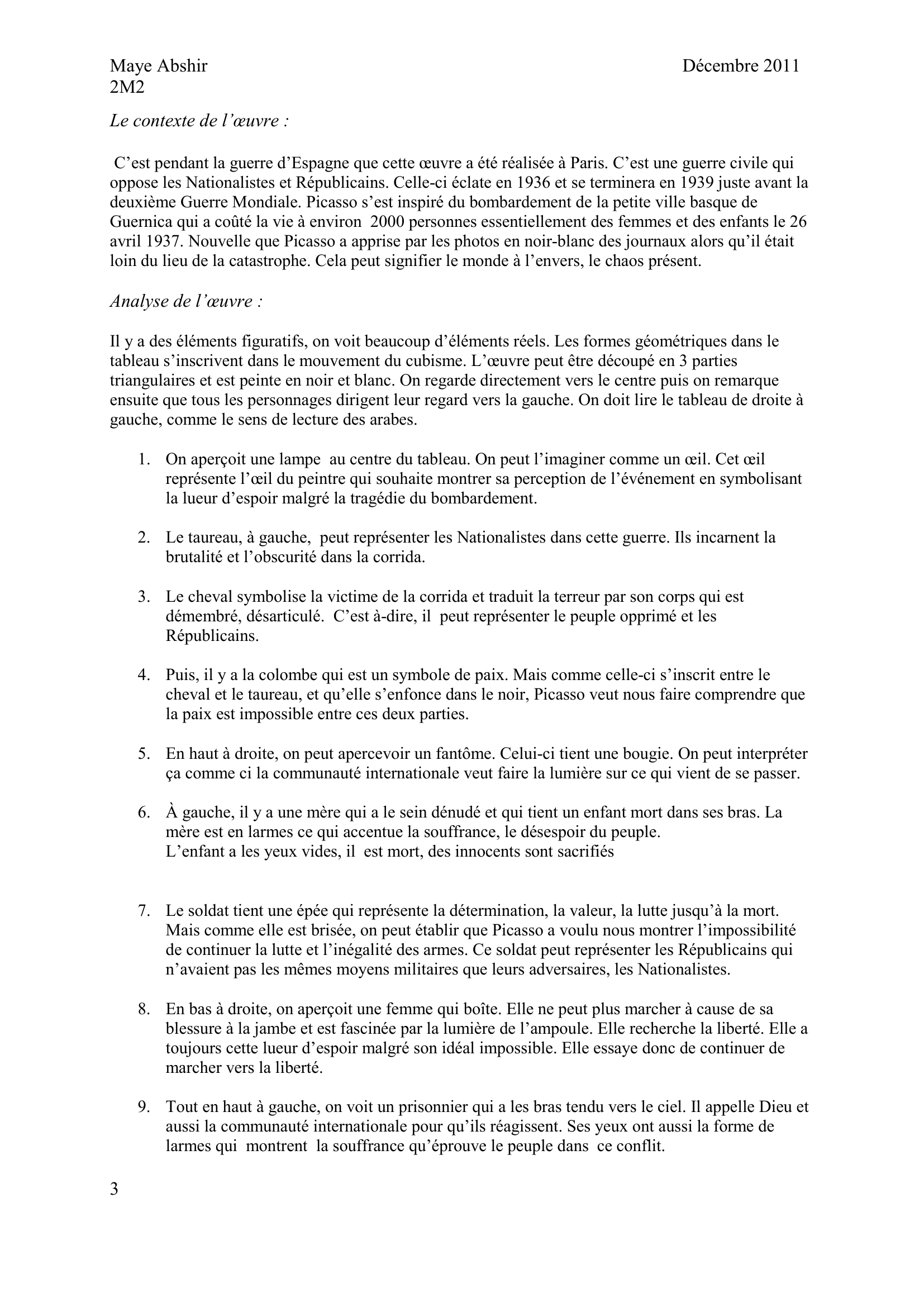 Prévisualisation du document Analyse de Guernica (OEuvre de XXème siècle)