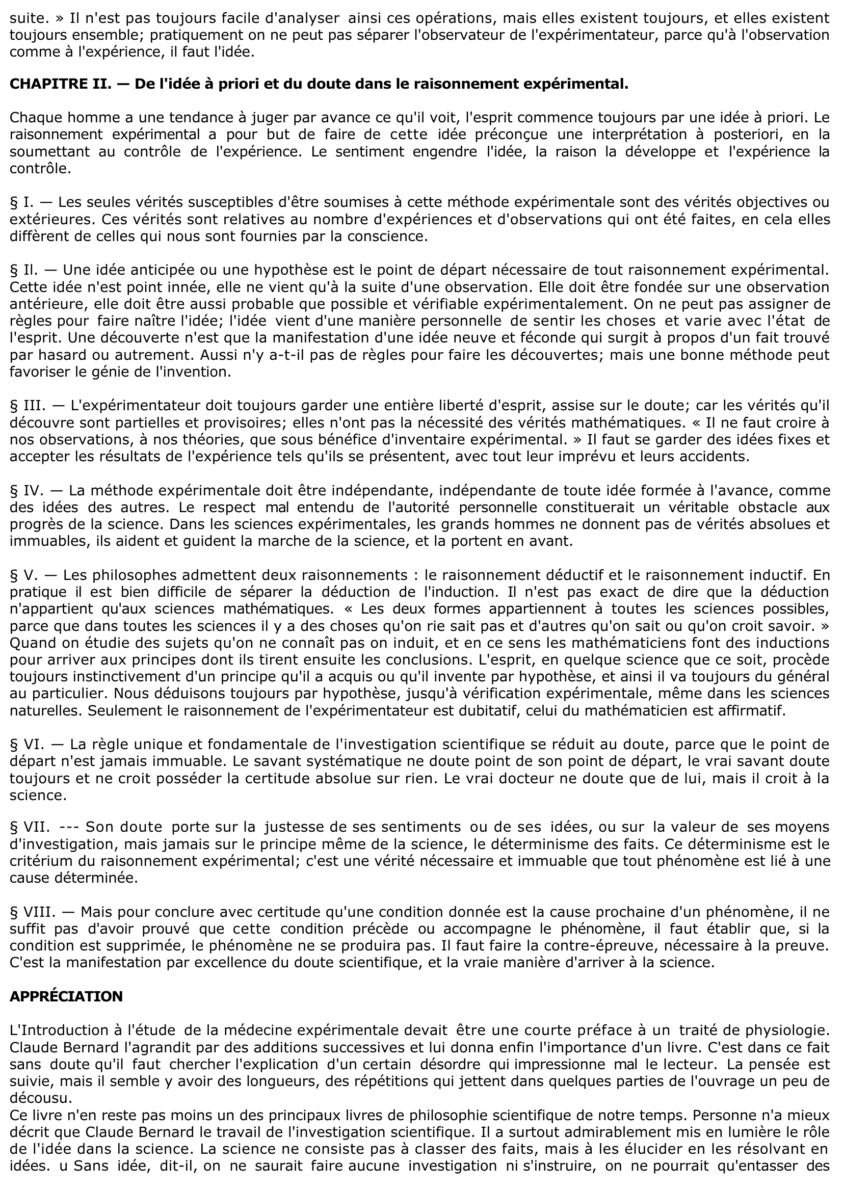 Prévisualisation du document ANALYSE DE L' "INTRODUCTION A L'ÉTUDE DE LA MÉDECINE EXPÉRIMENTALE" DE CLAUDE BERNARD.	?
