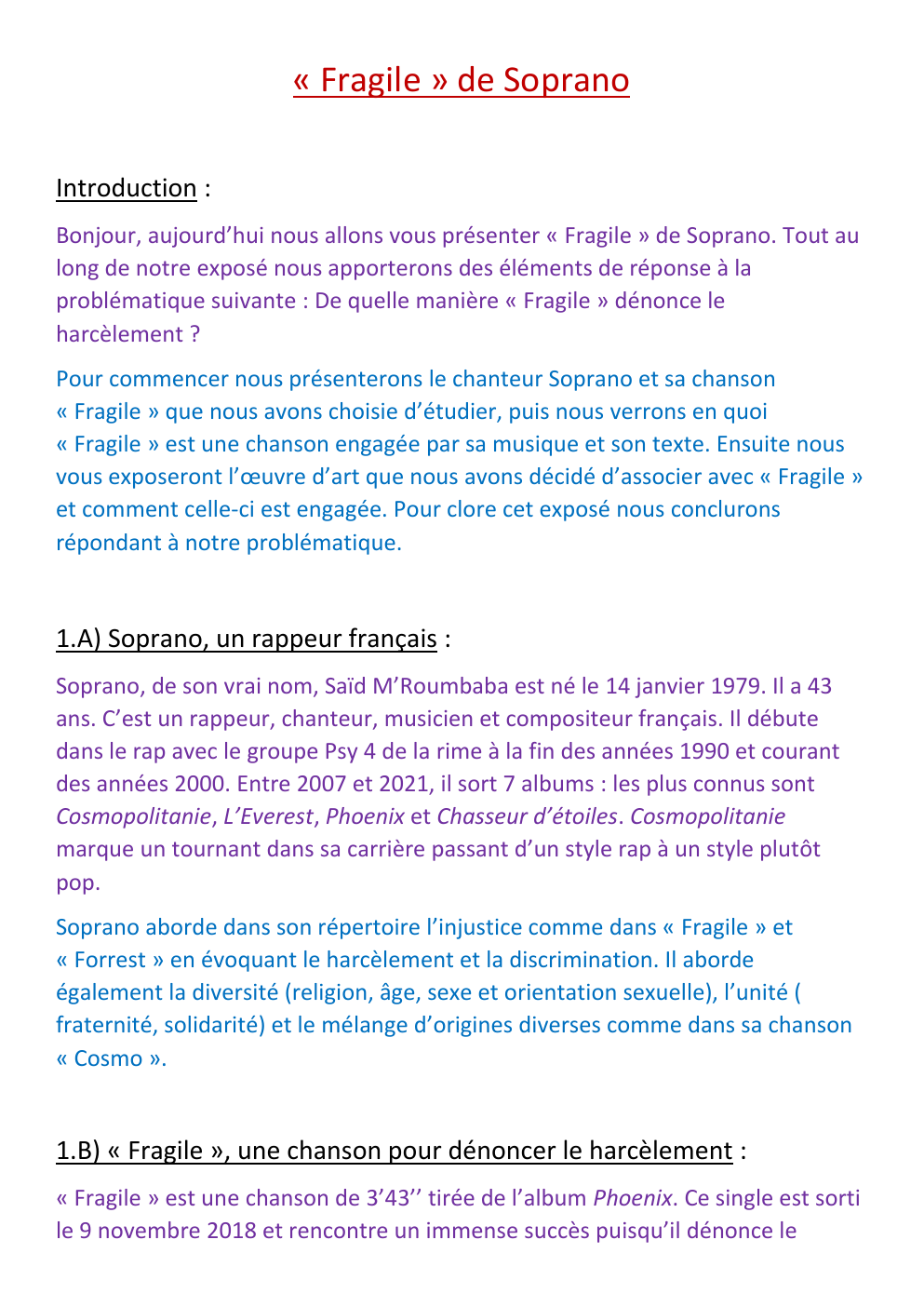 Prévisualisation du document Analyse de la chanson "Fragile" de Soprano