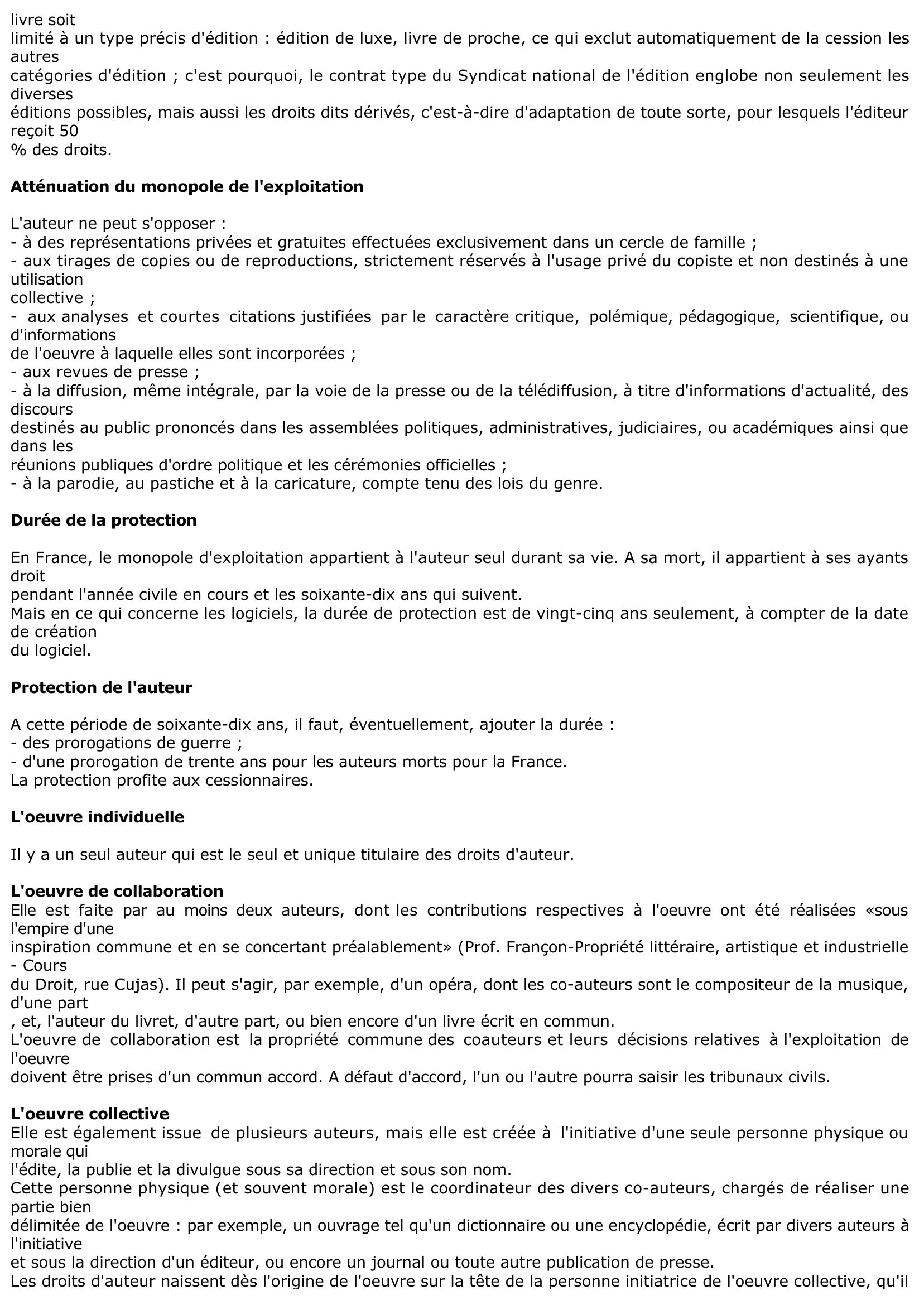 Prévisualisation du document Analyse de la législation du Droit d'auteur