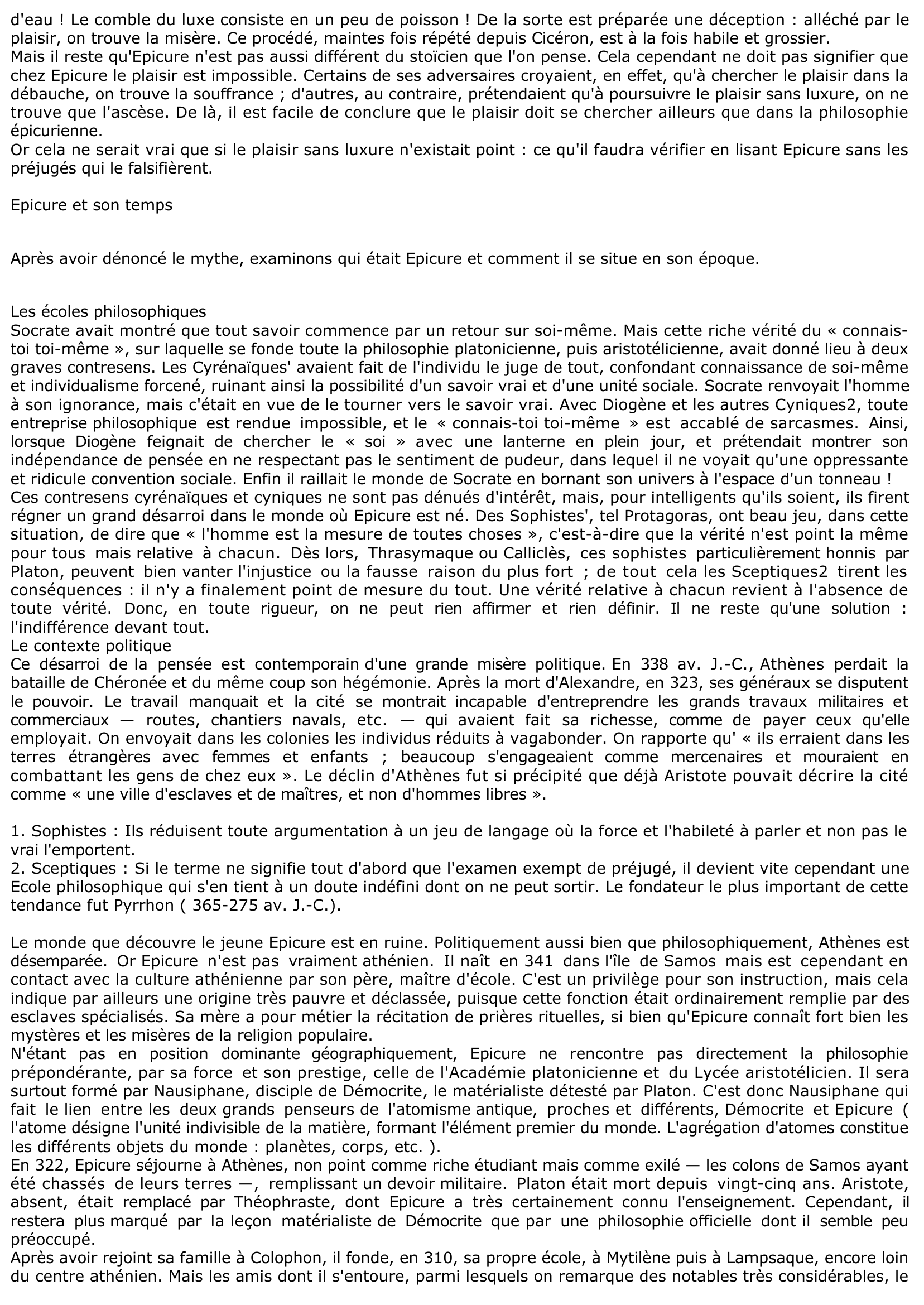 Prévisualisation du document Analyse de la philosophie épicurienne: Lettre à Nénécée
