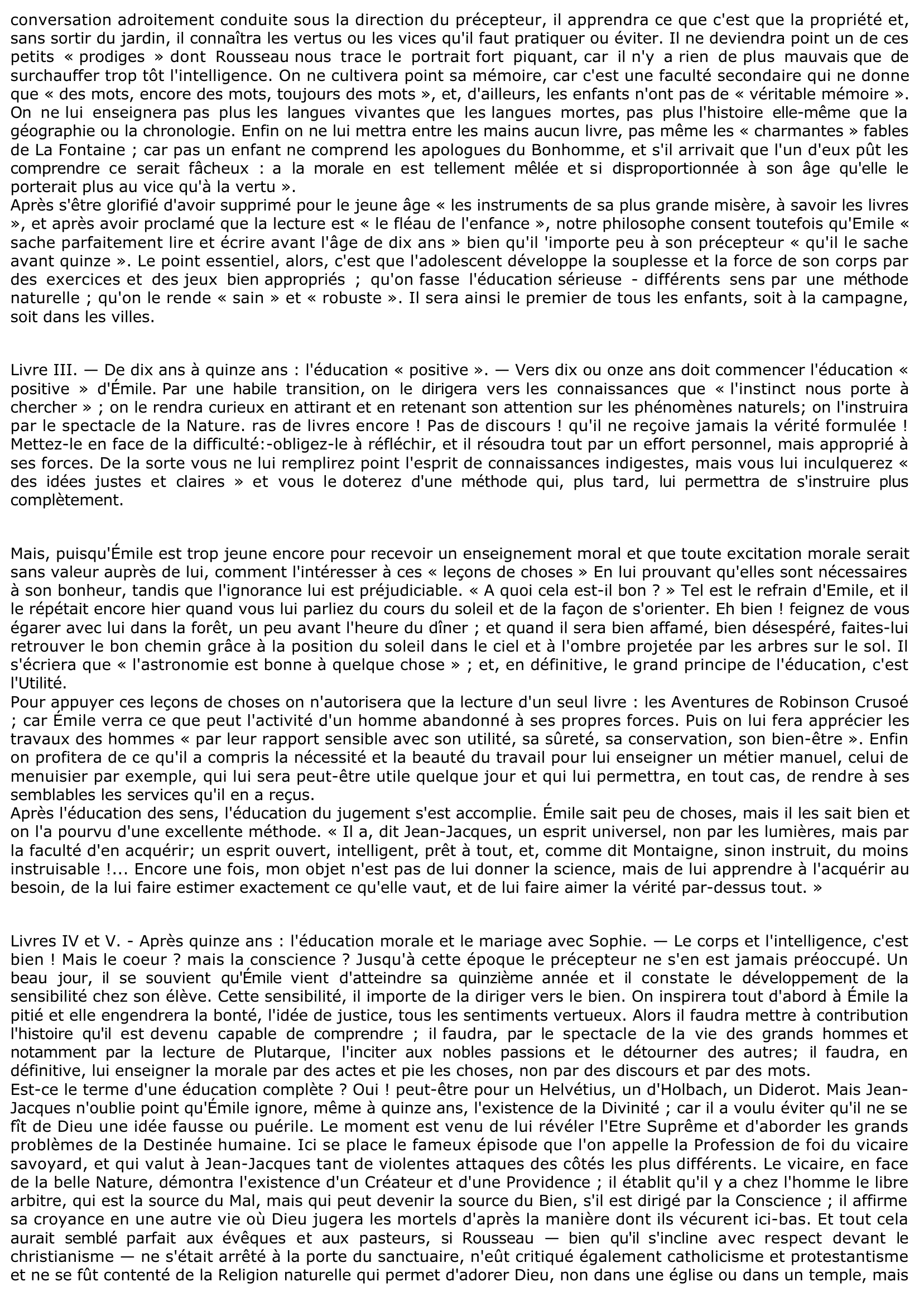 Prévisualisation du document ANALYSE DE L'ÉMILE DE ROUSSEAU