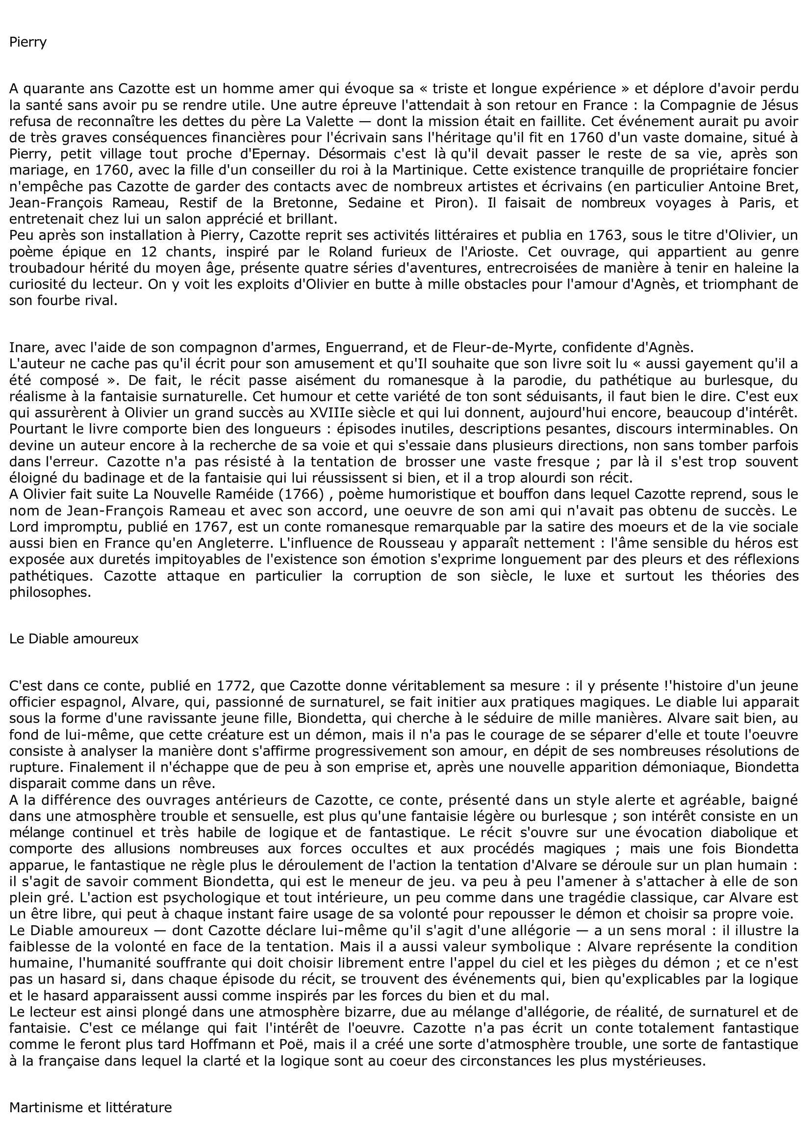 Prévisualisation du document ANALYSE DE L'OEUVRE DE JACQUES CAZOTTE