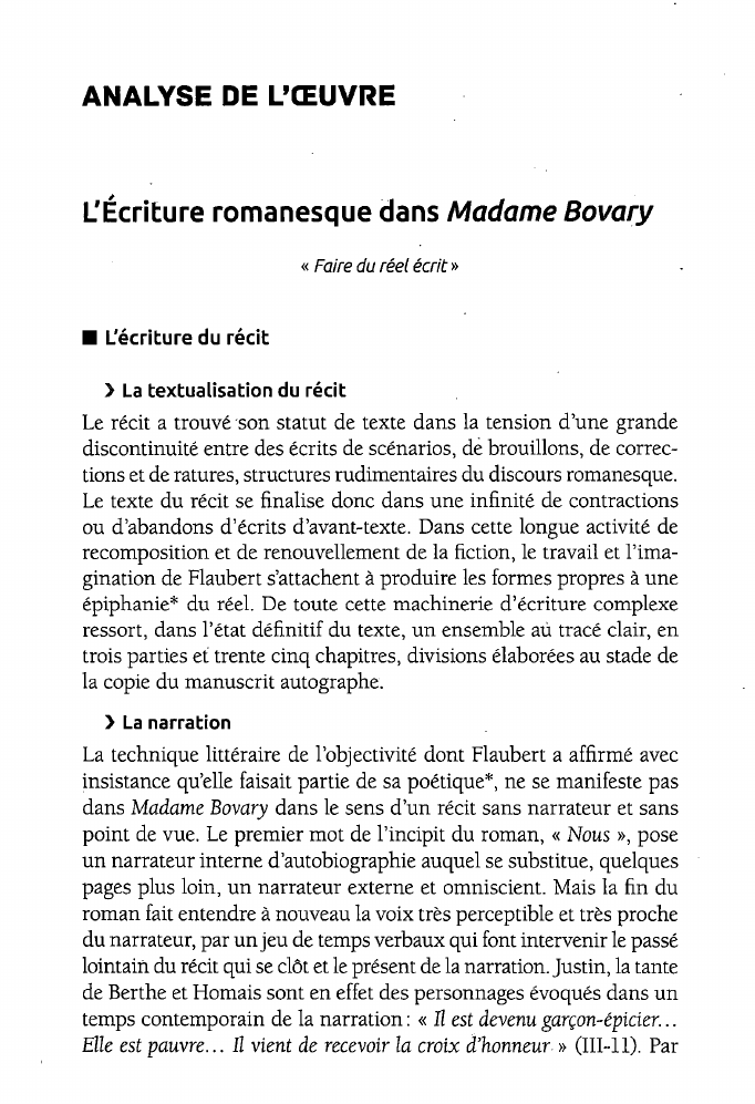 Prévisualisation du document ANALYSE DE L'OEUVRE: L'Écriture romanesque dans Madame Bovary