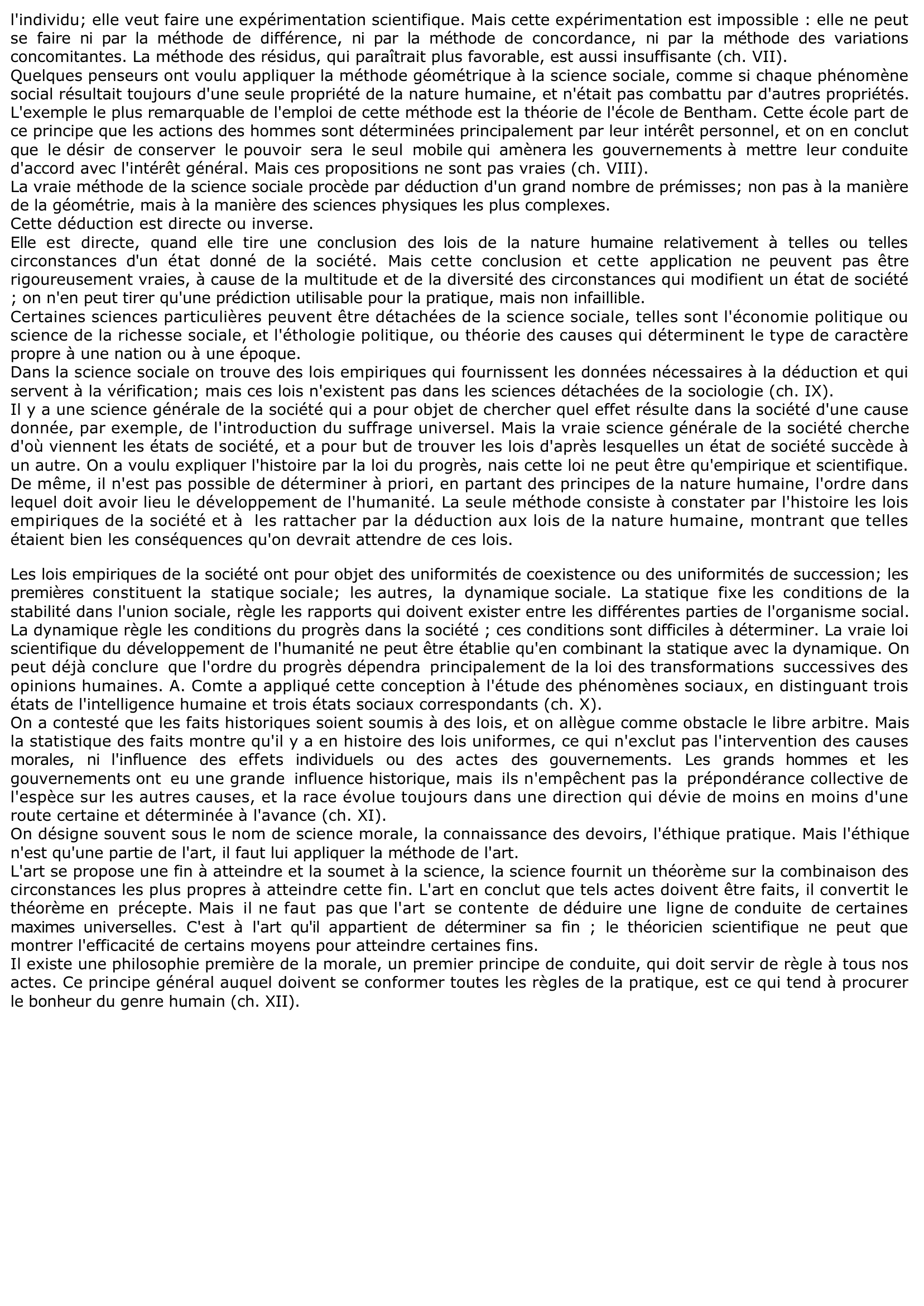 Prévisualisation du document ANALYSE DE L'OUVRAGE DE STUART MILL: "SYSTÈME DE LOGIQUE DÉDUCTIVE ET INDUCTIVE"	?