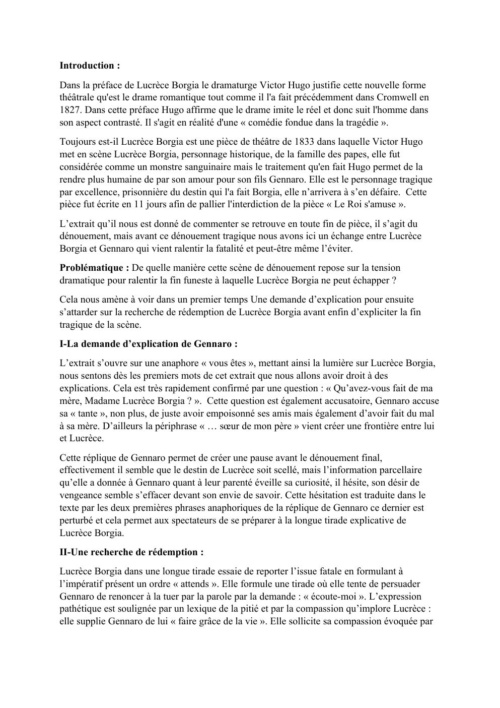 Prévisualisation du document Analyse de texte: préface de Lucrèce Borgia le dramaturge Victor Hugo