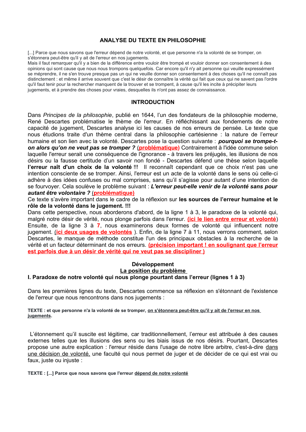 Prévisualisation du document analyse de texte Principes de la philosophie, publié en 1644, l’un des fondateurs de la philosophie moderne, René Descartes