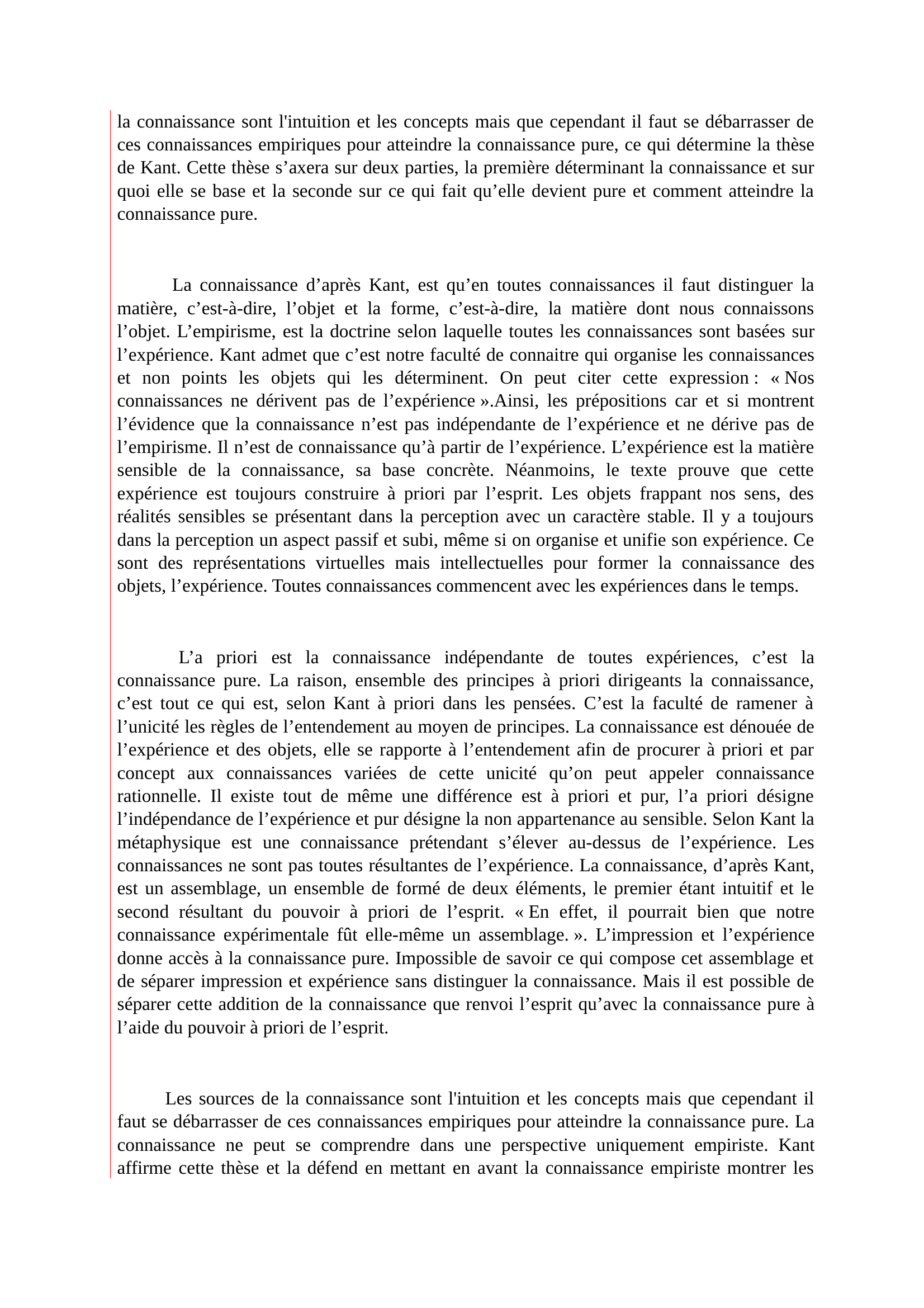 Prévisualisation du document Analyse de texte: Texte 5 page 281, L’expérience Analyse de Texte  Kant, Critique de la raison pure