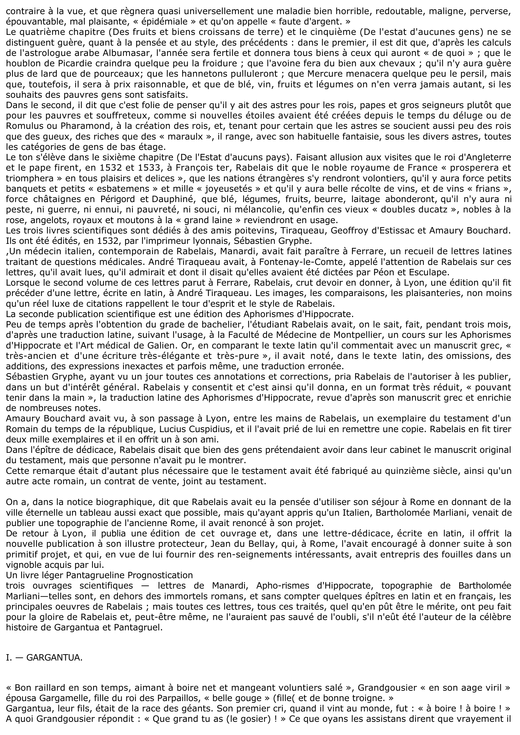 Prévisualisation du document ANALYSE DES OEUVRES DE RABELAIS: Gargantua et Pantagruel