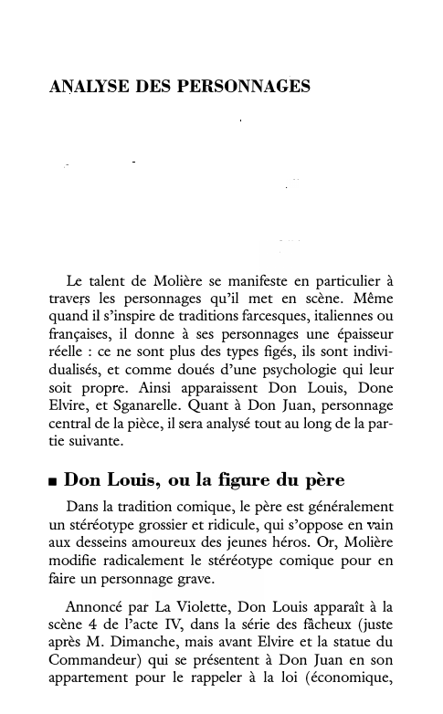 Prévisualisation du document ANALYSE DES PERSONNAGES

Le talent de Molière se manifeste en particulier à
travers les personnages qu'il met en scène. Même...