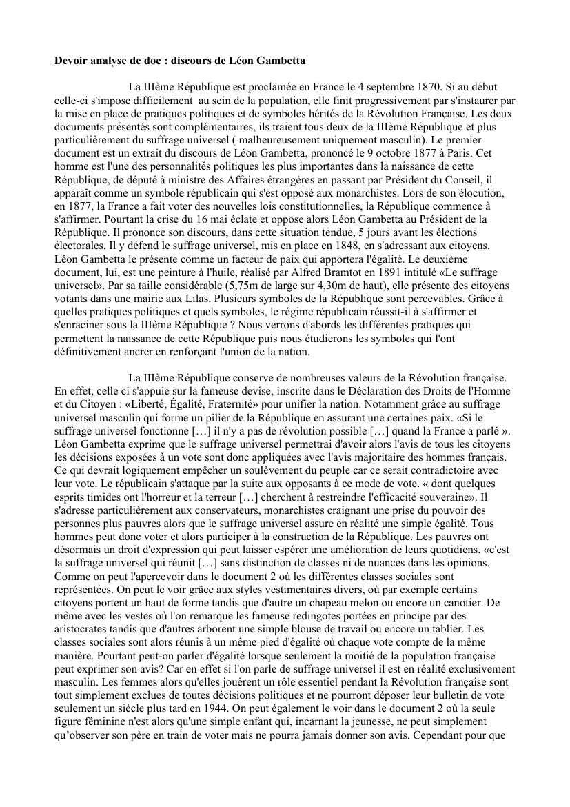 Prévisualisation du document analyse du discours de Leon Gambetta
