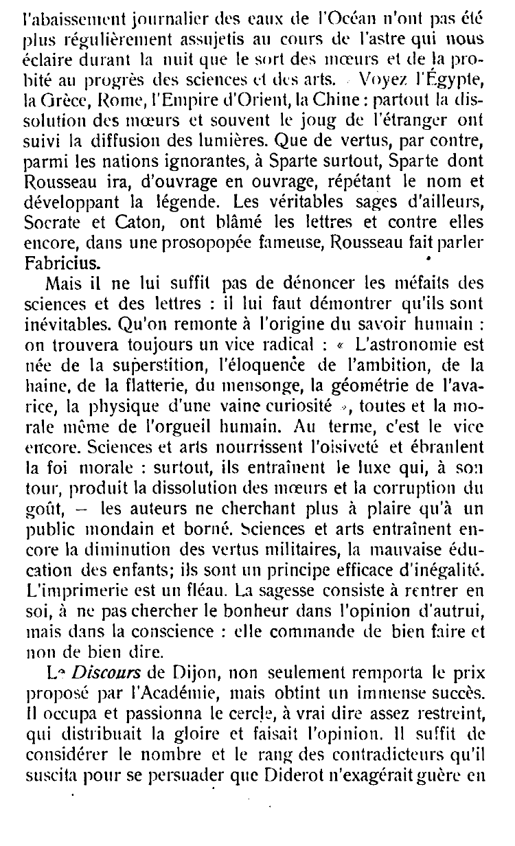 Prévisualisation du document ANALYSE DU DISCOURS SUR LES SCIENCES ET LES ARTS de ROUSSEAU