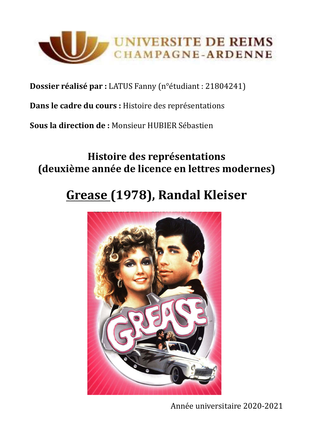 Prévisualisation du document Analyse du film Grease