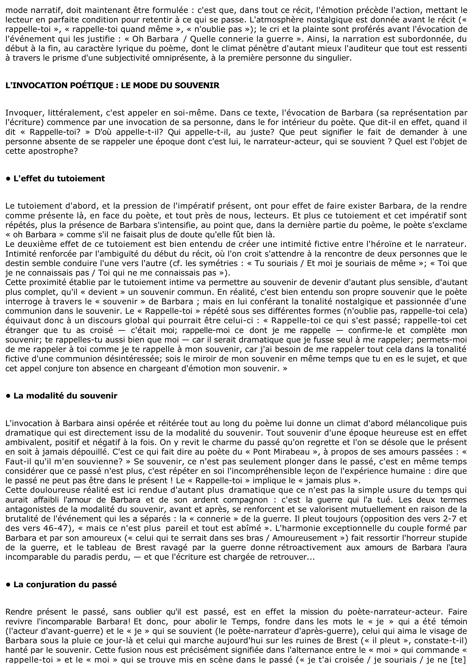 Prévisualisation du document Analyse du poème BARBARA de Prévert (Paroles)
