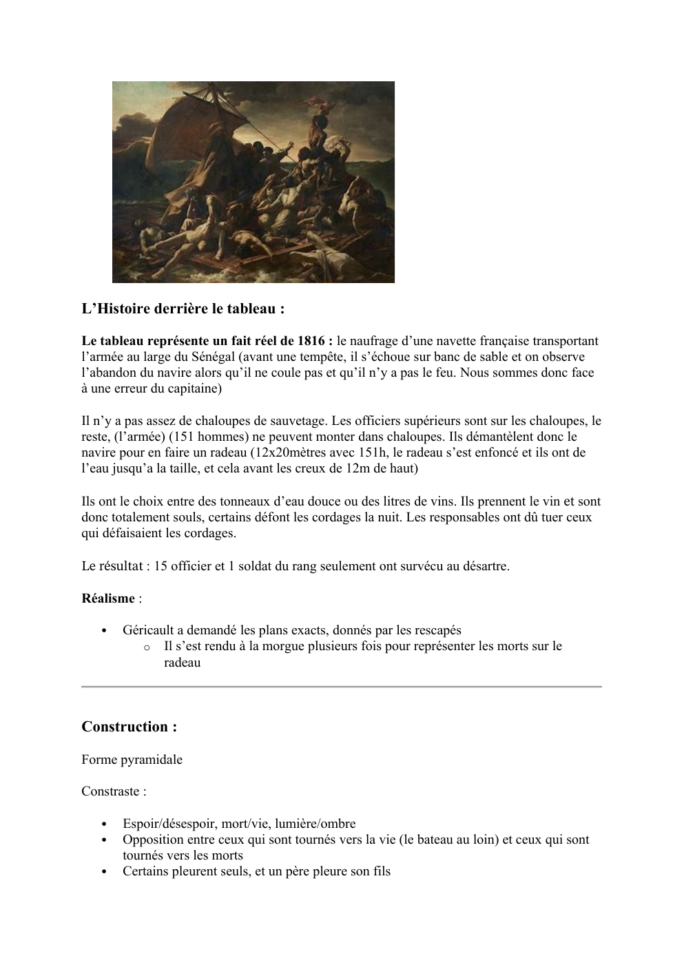 Prévisualisation du document Analyse du Radeau de la méduse, Géricault