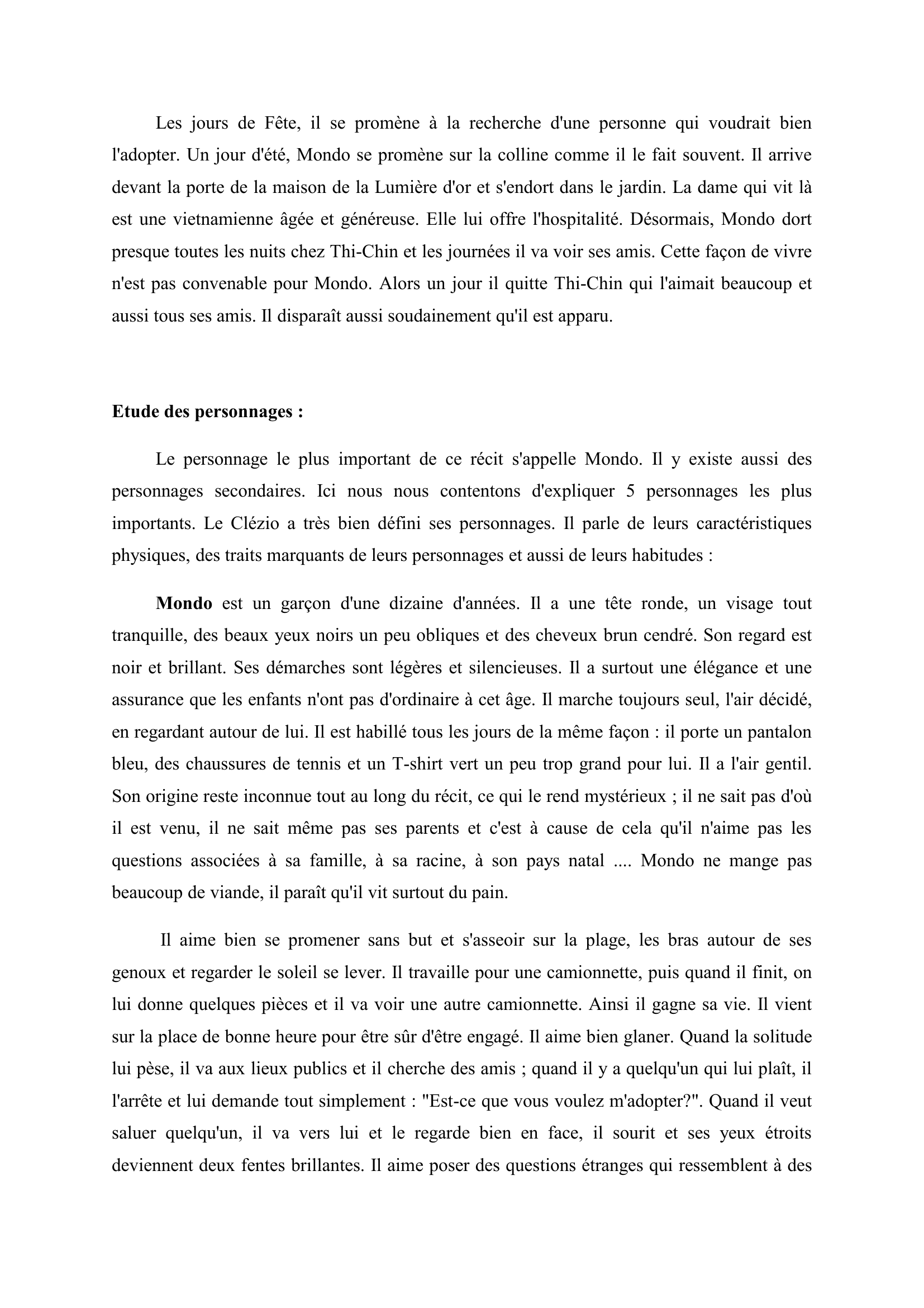 Prévisualisation du document Analyse du récit Mondo de Le Clézio