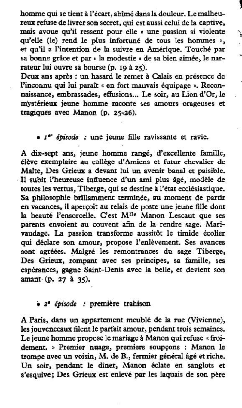 Prévisualisation du document Analyse du roman Manon Lescaut de l'Abbé Prévost