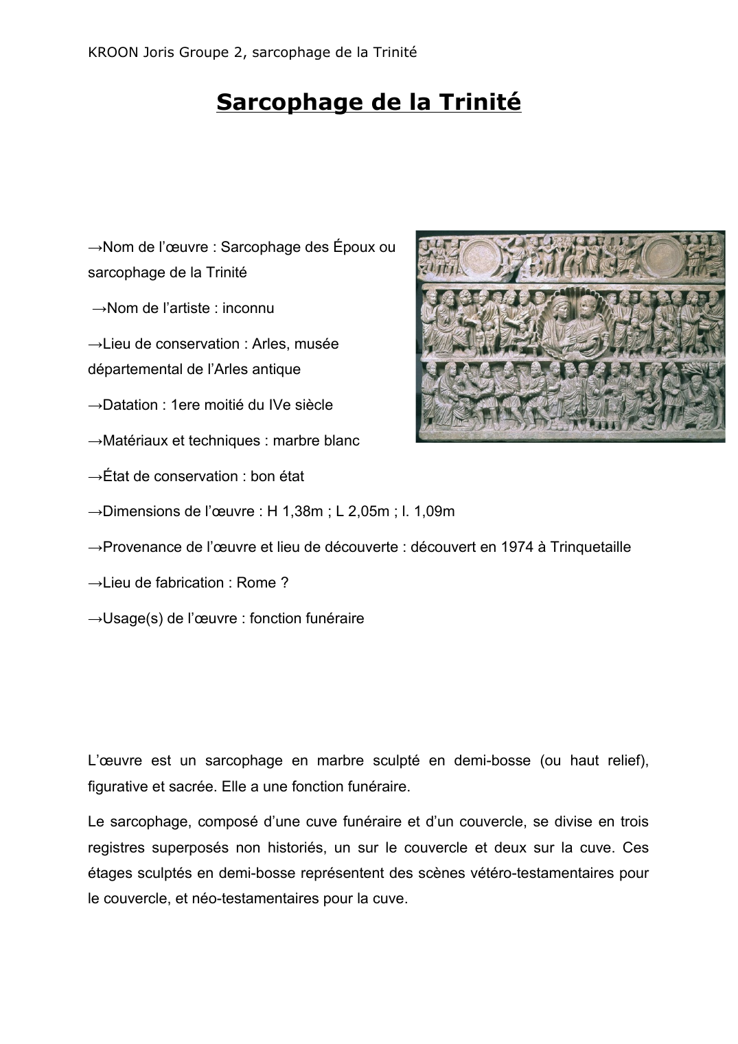 Prévisualisation du document analyse du sarcophage de la trinité