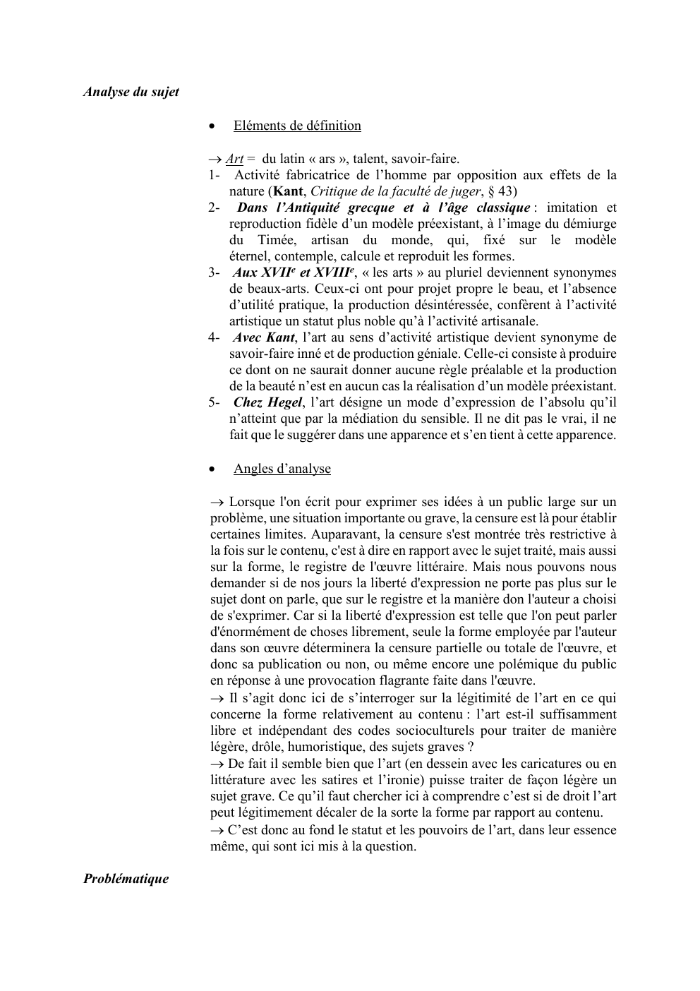 Prévisualisation du document Analyse du sujet


Eléments de définition

 Art = du latin « ars », talent, savoir-faire.
1- Activité fabricatrice...