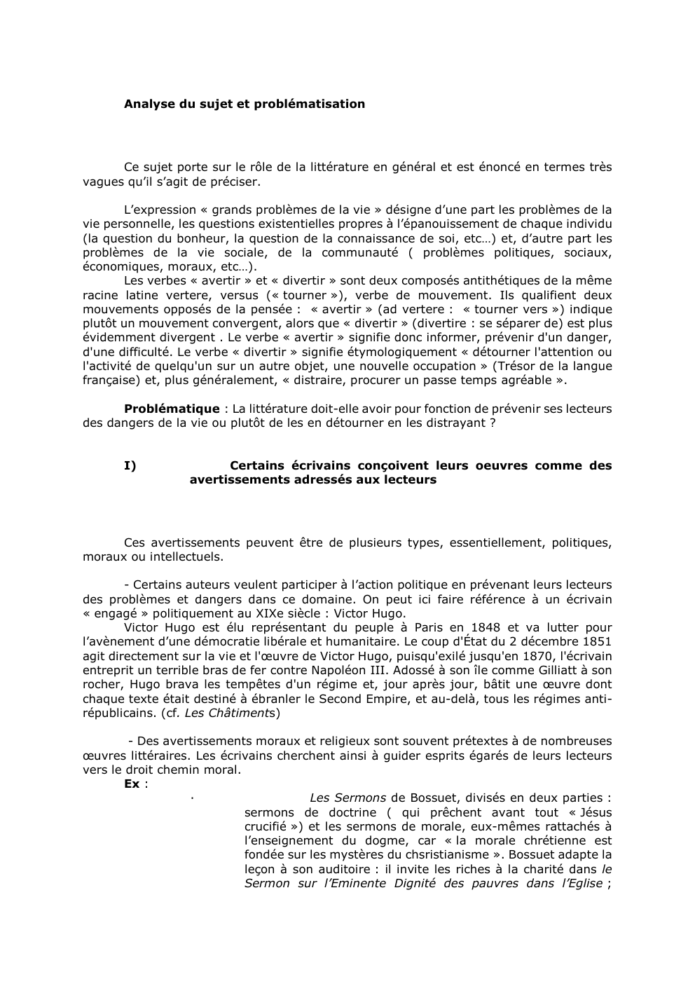 Prévisualisation du document Analyse du sujet et problématisation

Ce sujet porte sur le rôle de la littérature en général et est énoncé en...