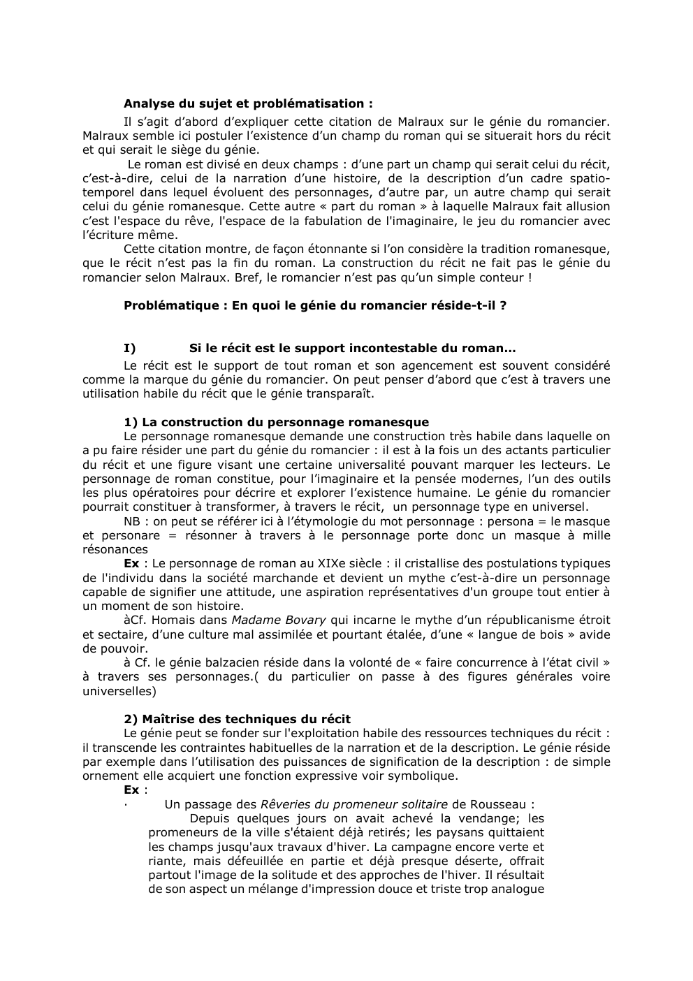 Prévisualisation du document Analyse du sujet et problématisation :
Il s’agit d’abord d’expliquer cette citation de Malraux sur le génie du romancier.
Malraux...