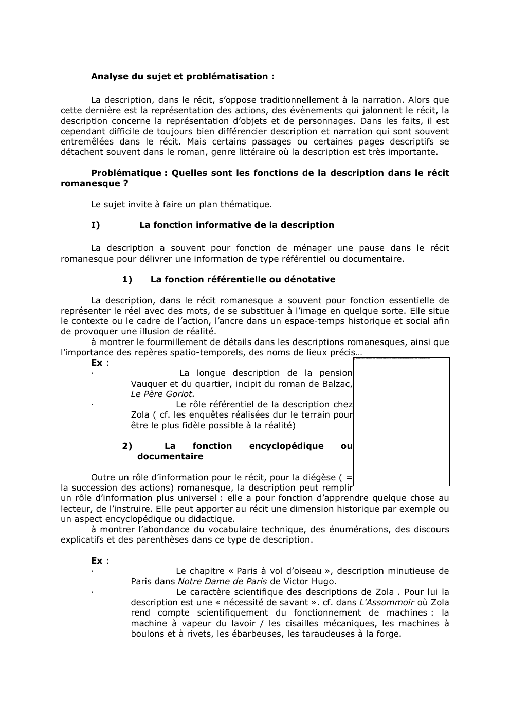 Prévisualisation du document Analyse du sujet et problématisation :
La description, dans le récit, s’oppose traditionnellement à la narration. Alors que
cette dernière...