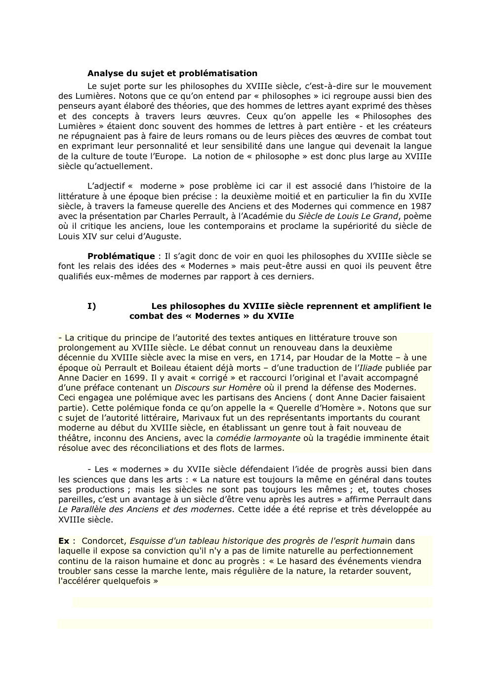 Prévisualisation du document Analyse du sujet et problématisation
Le sujet porte sur les philosophes du XVIIIe siècle, c’est-à-dire sur le mouvement
des Lumières....