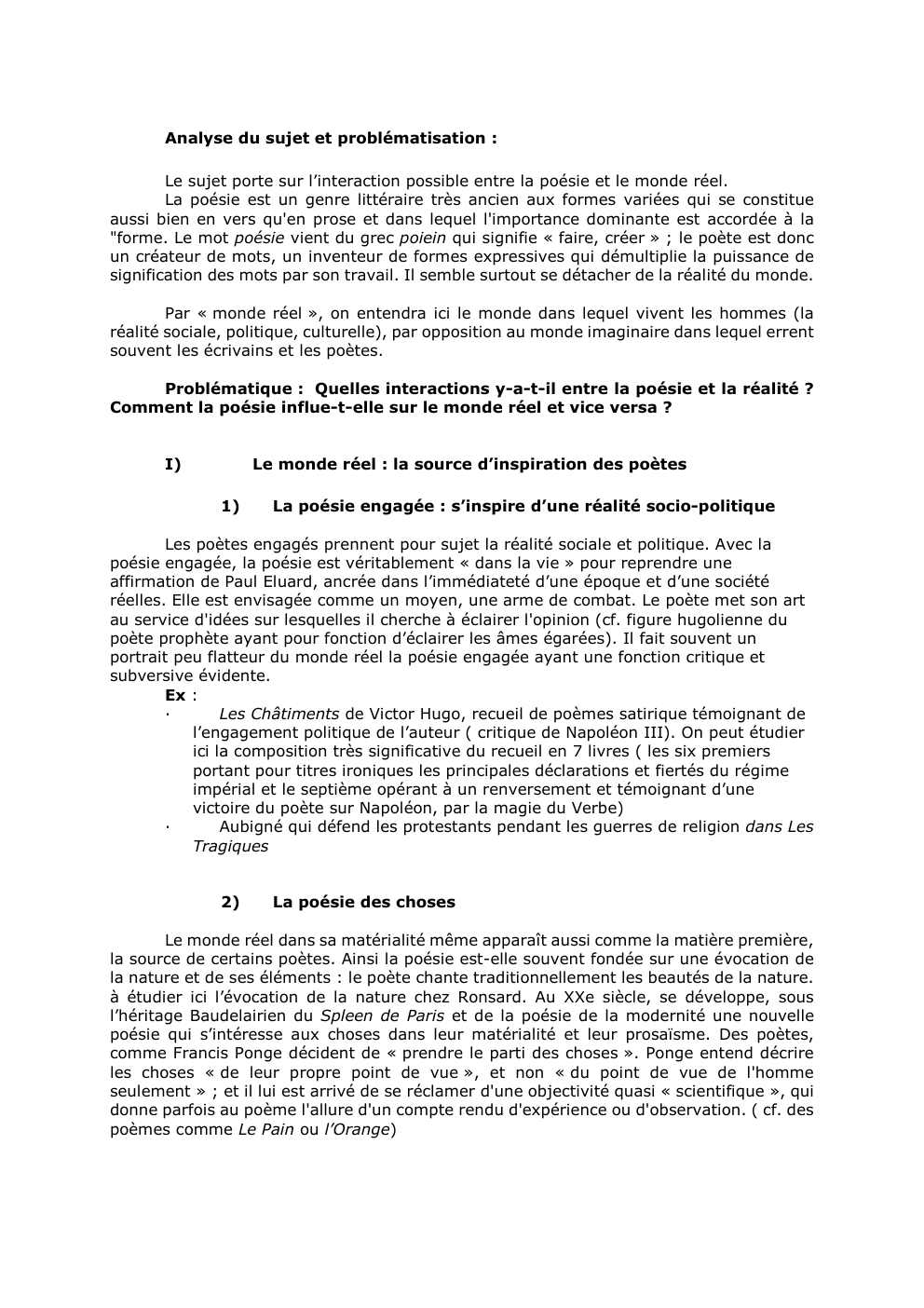 Prévisualisation du document Analyse du sujet et problématisation :
Le sujet porte sur l’interaction possible entre la poésie et le monde réel.
La...