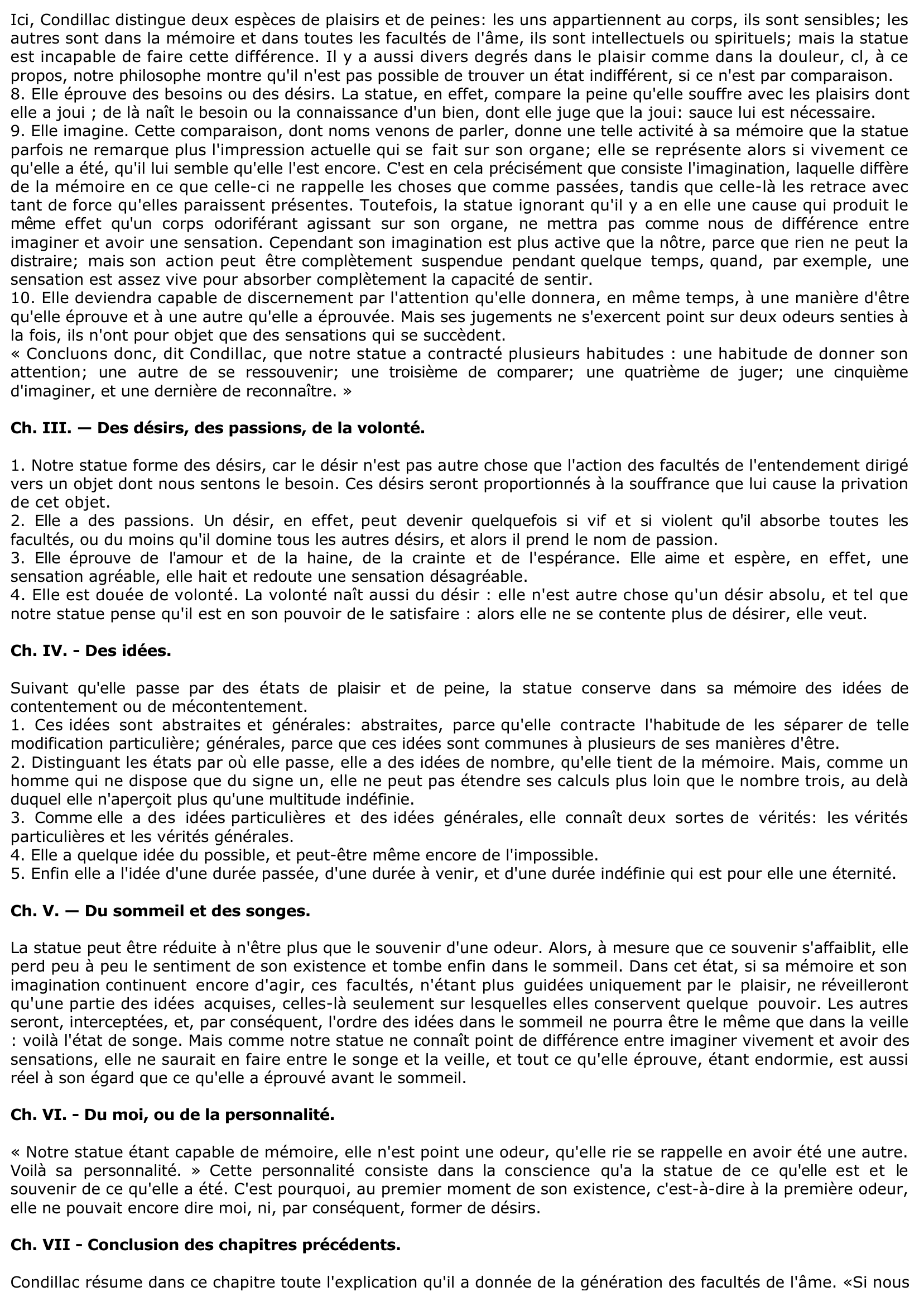 Prévisualisation du document ANALYSE DU « TRAITE DES SENSATIONS » DE CONDILLAC