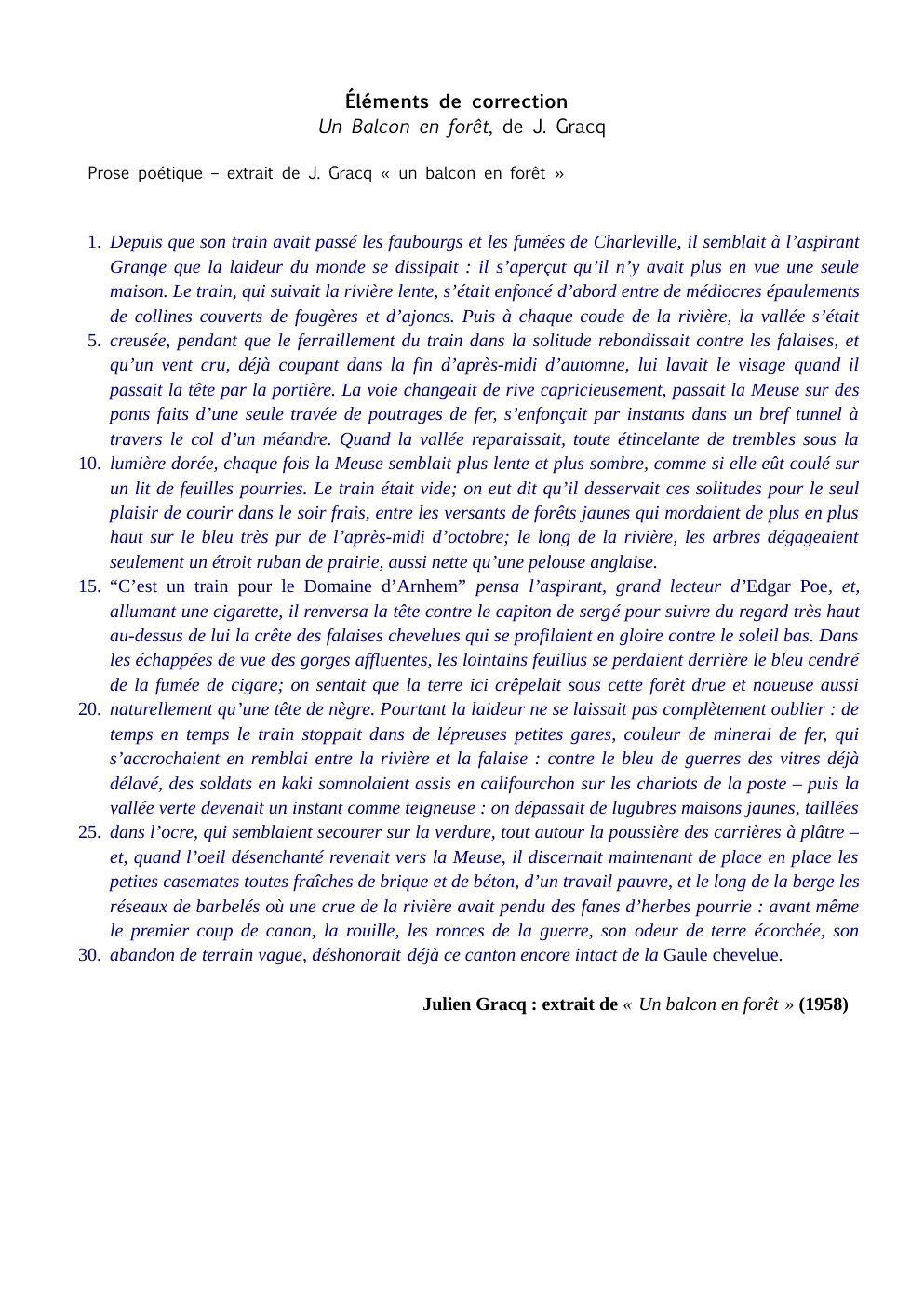 Prévisualisation du document analyse d'un extrait d'Un balcon en forêt, de J. Gracq