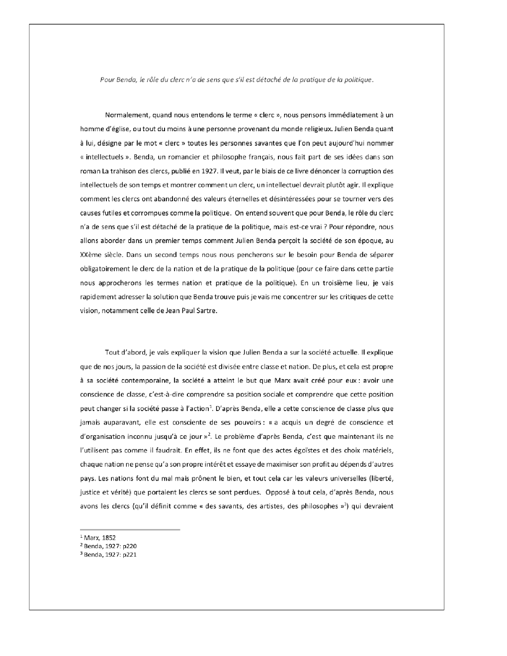 Prévisualisation du document Analyse Essai Benda